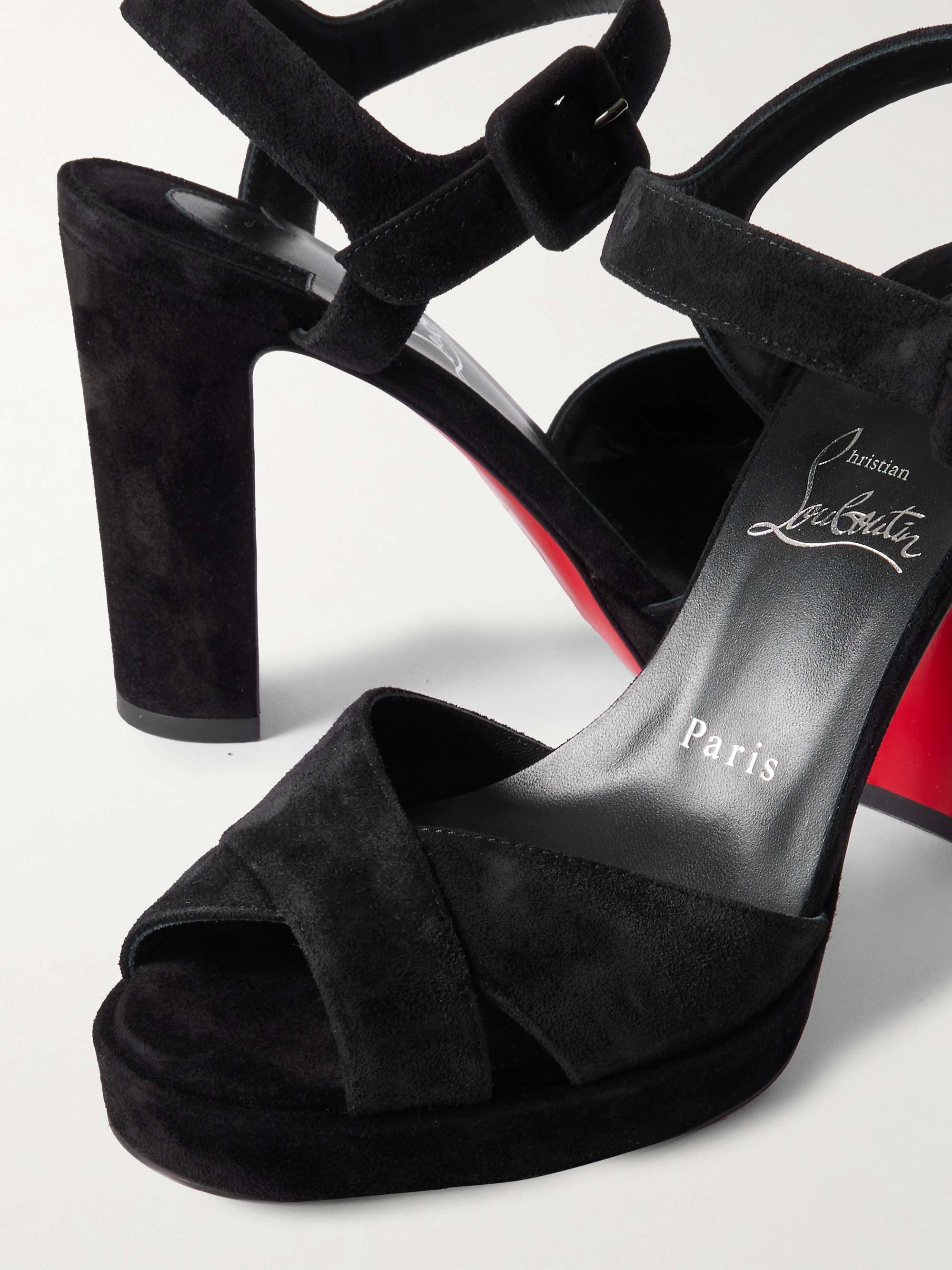 CHRISTIAN LOUBOUTIN Cora 100 suede platform sandals | NET-A-PORTER