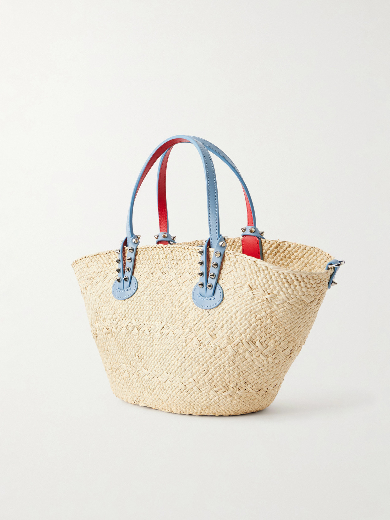 Cabata Appliquéd Studded Leather-Trimmed Raffia Tote
