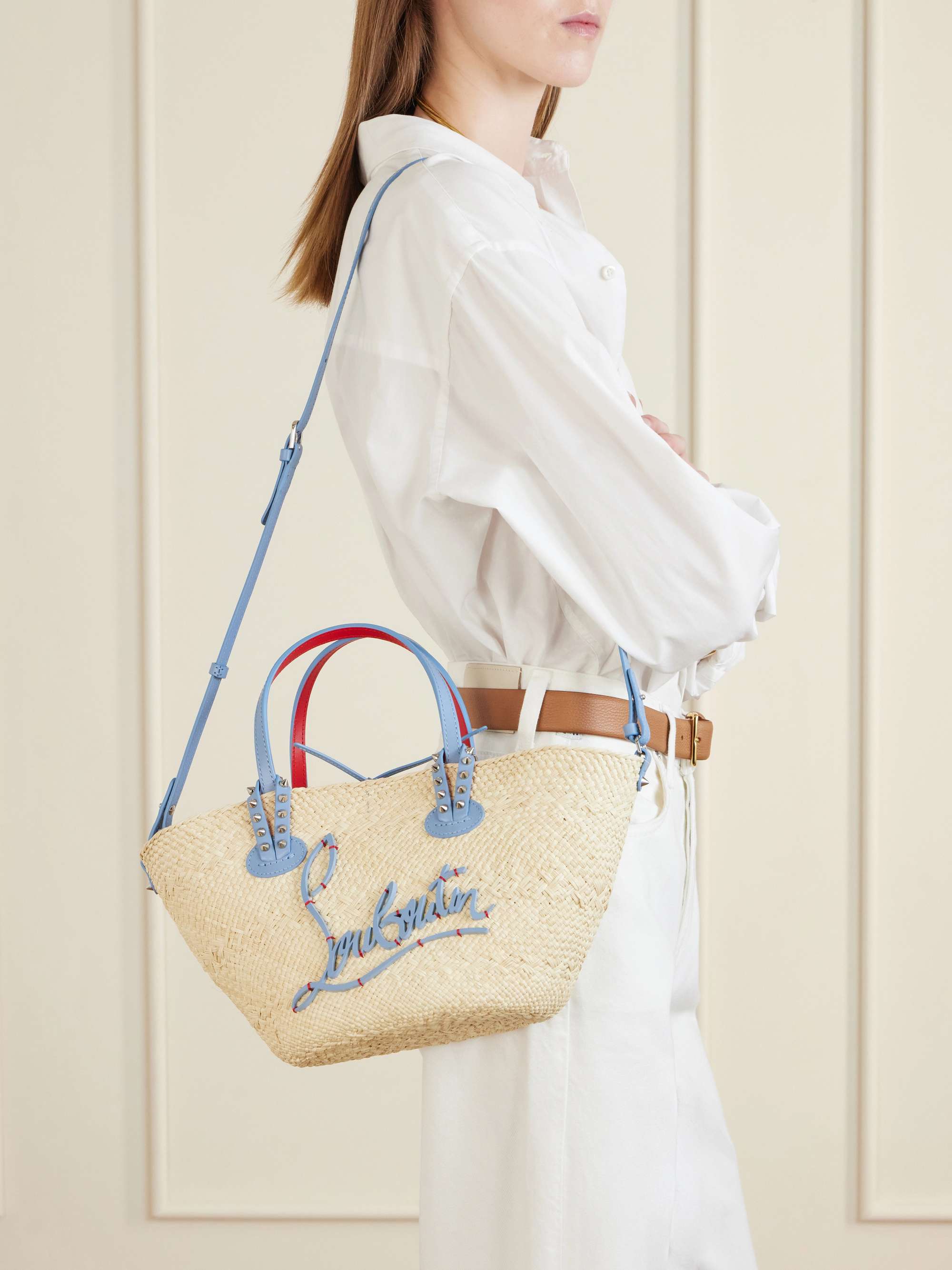 CHRISTIAN LOUBOUTIN Cabata appliquéd studded leather-trimmed