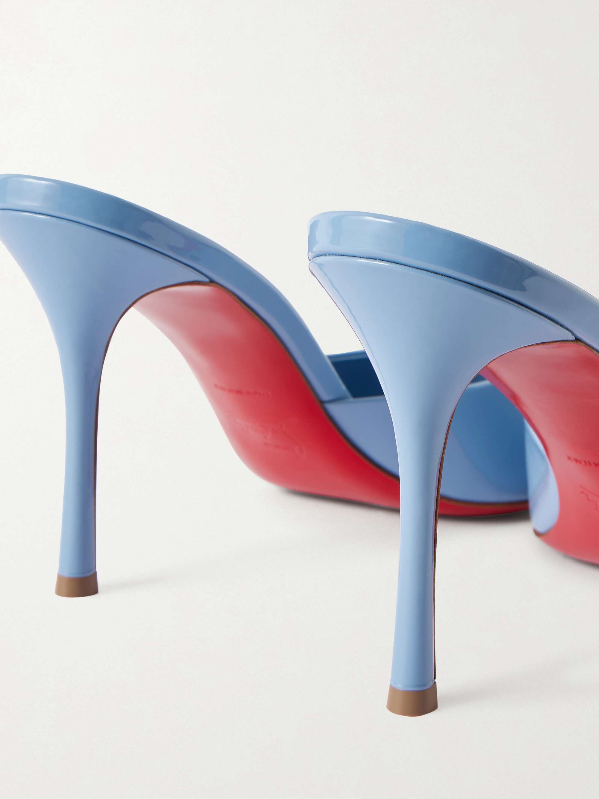 ⭐︎新品未使用⭐︎ Christian Louboutin デニムブルー ハイヒール CHRISTIAN LOUBOUTIN Me Dolly 85 patent-leather mules | NET-A-PORTER