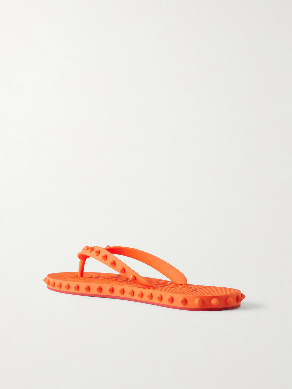 Christian Louboutin Loubi Donna Spike Red Sole Flip Flops In Orange
