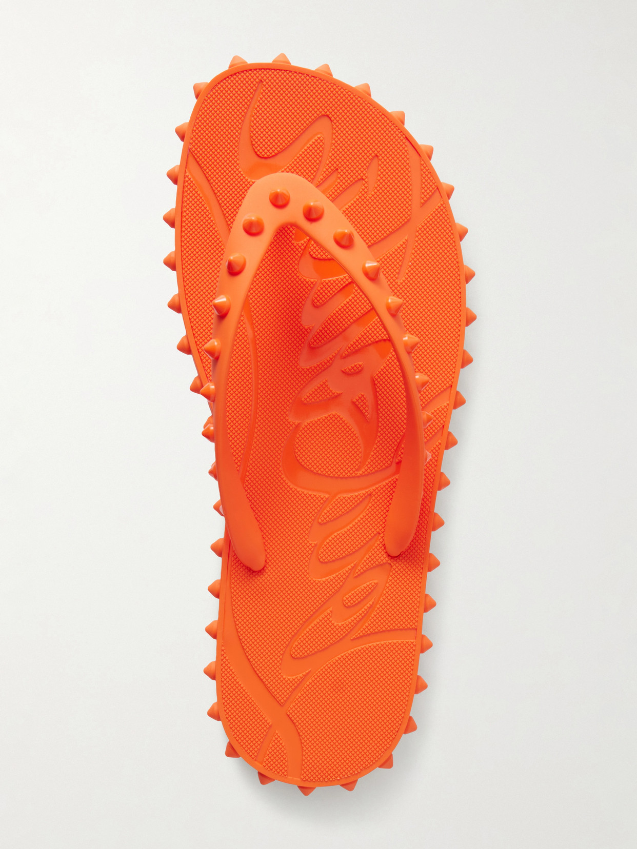 Christian Louboutin Loubi Donna Spike Red Sole Flip Flops In Orange