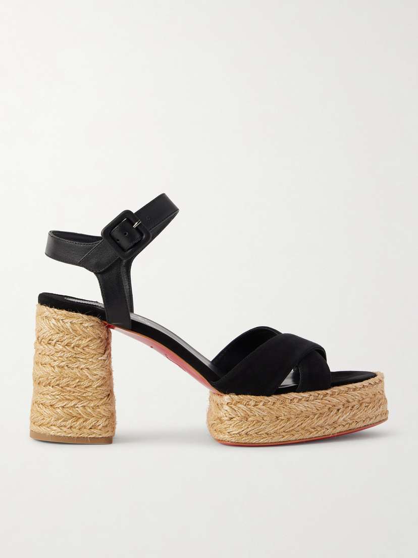 Christian Louboutin Calakala 85 Leather And Suede Espadrille Platform Sandals