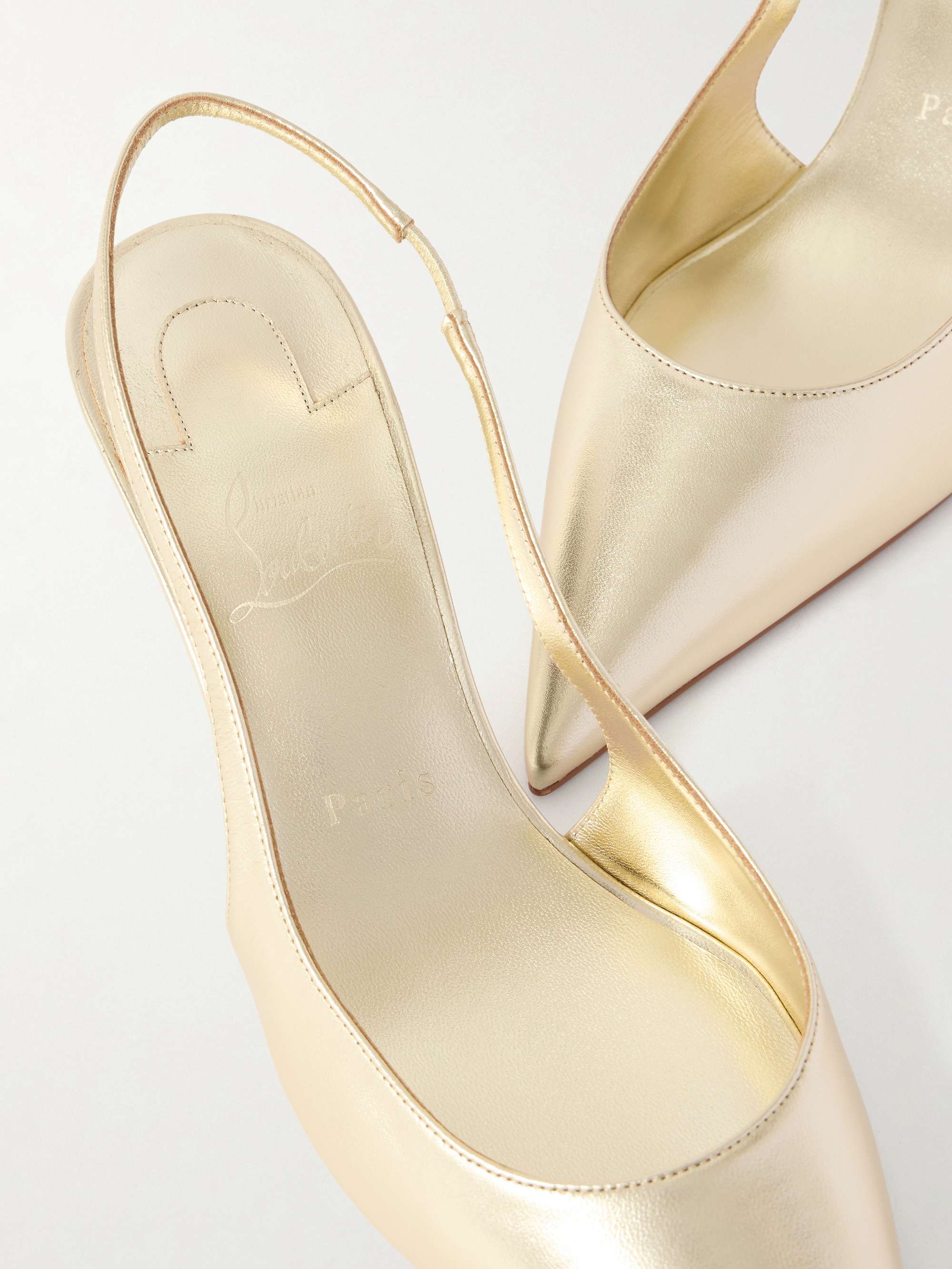 Christian Louboutin マルシアヴァラ　ゴールド パンプス CHRISTIAN LOUBOUTIN Miss Z metallic leather slingback pumps | NET