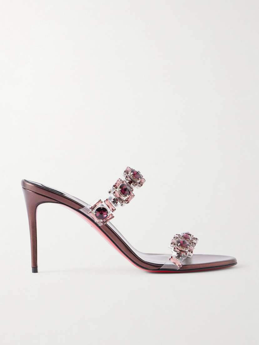 Christian Louboutin Just Jewel 85 Embellished Pvc And Metallic Leather Sandals