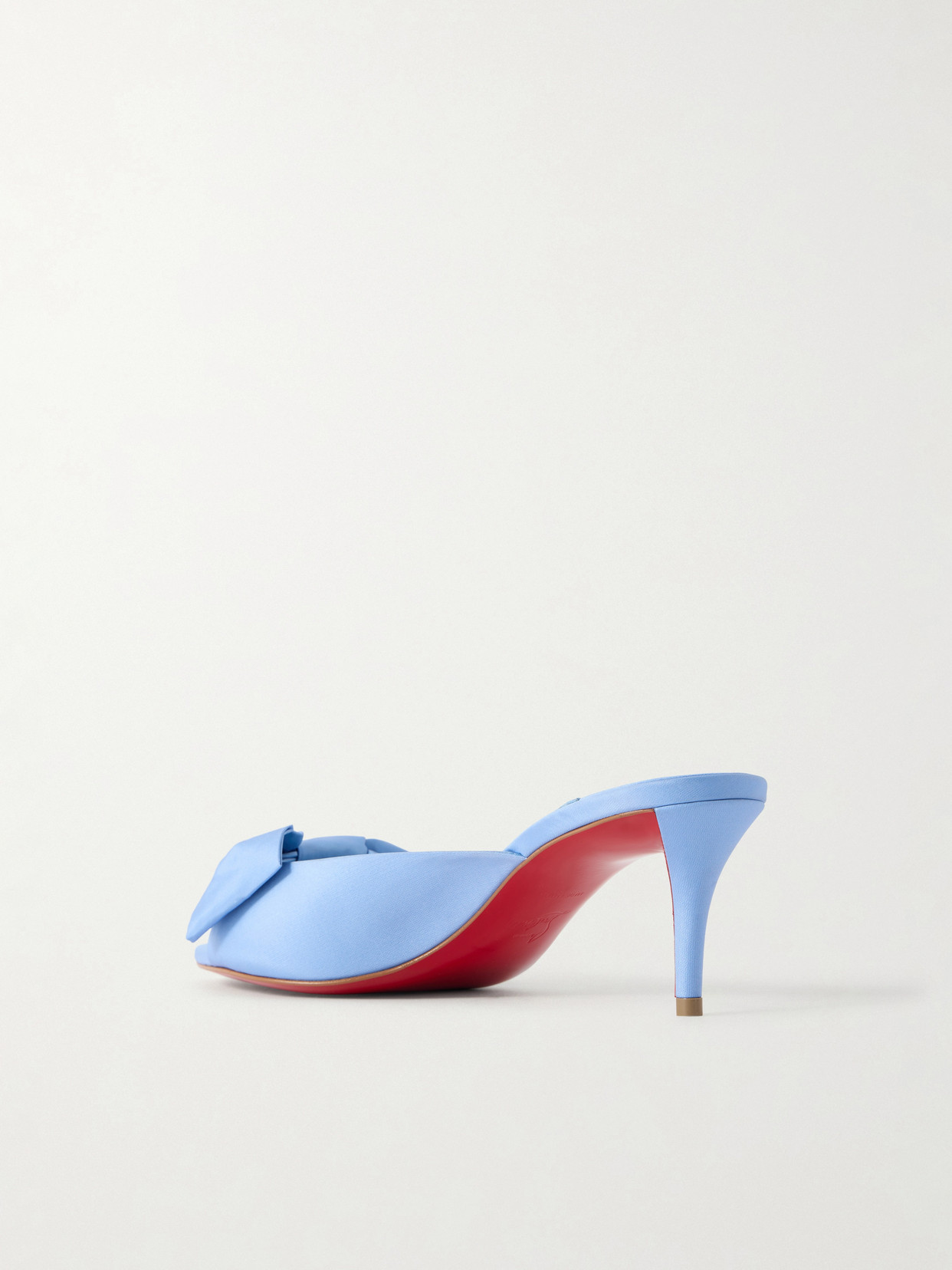Christian Louboutin Mulazee Bow-embellished Crepe De Chine Mules In Blue