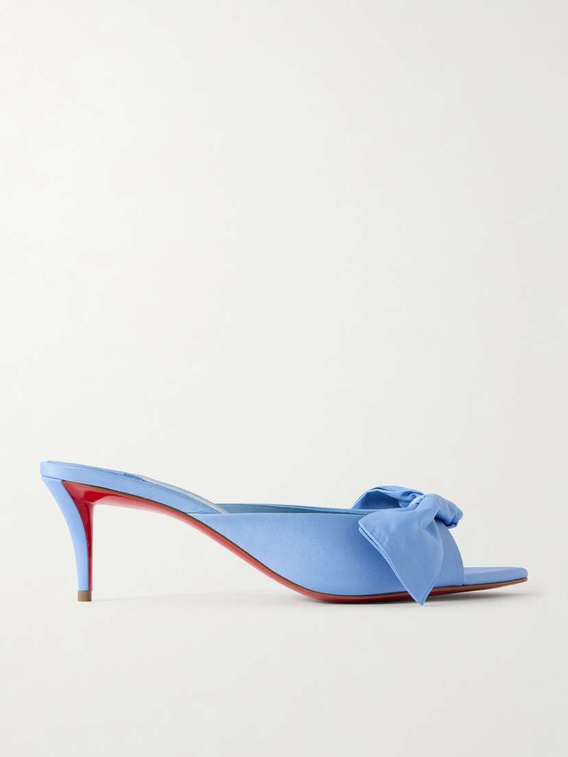 Christian Louboutin Mulazee Bow-embellished Crepe De Chine Mules