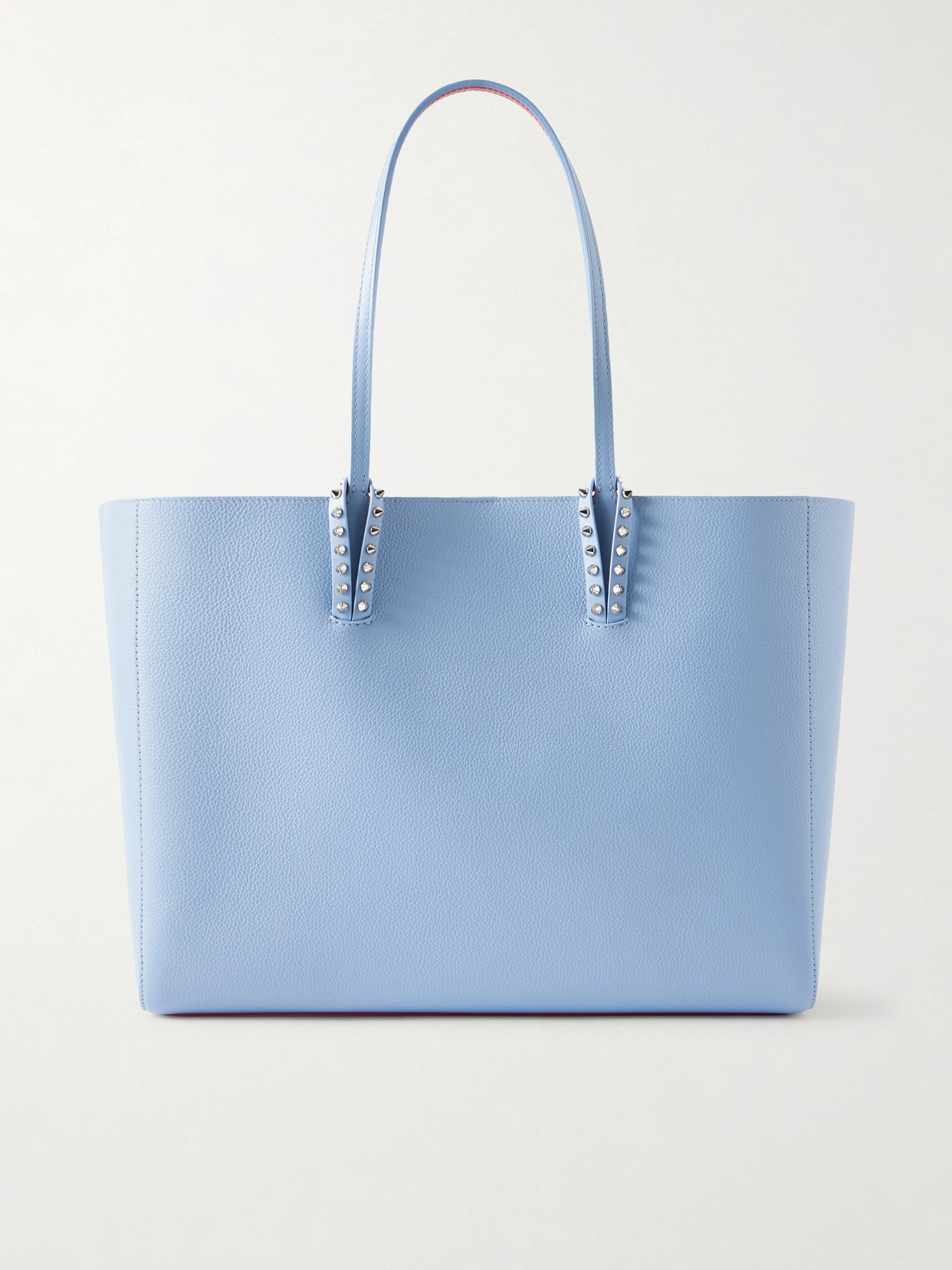 Christian Louboutin Cabata Large Studded Textured-leather Tote In Blue
