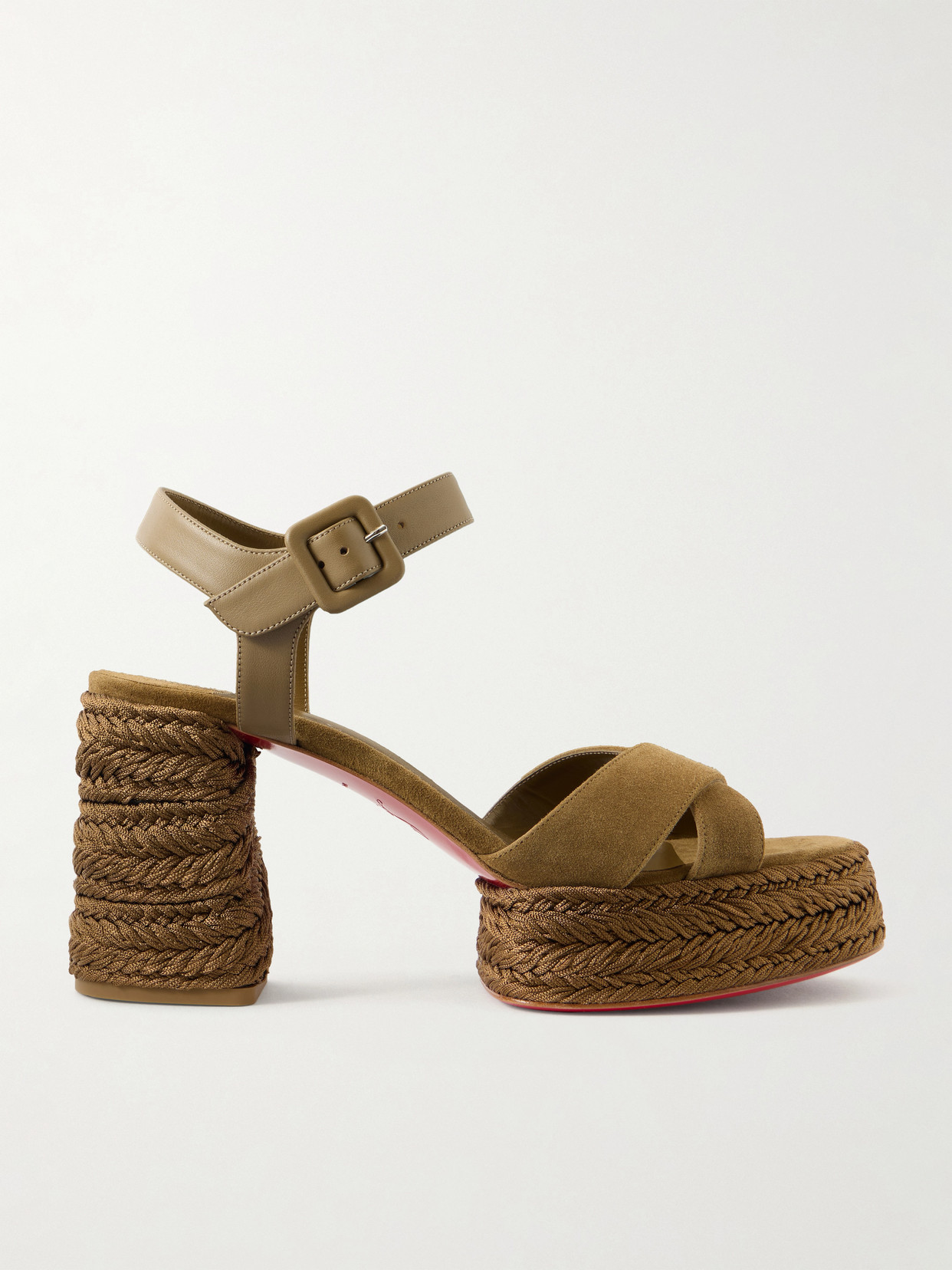 Christian Louboutin - Calakala 85 Suede Cross Upper Platform Sandal - Brown