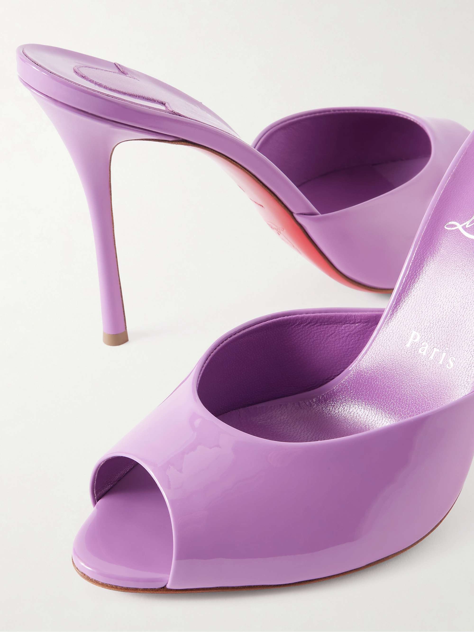新品未使用　希少カラーChristian Louboutin ライトパープル CHRISTIAN LOUBOUTIN Me Dolly 100 patent leather mules | NET-A-PORTER