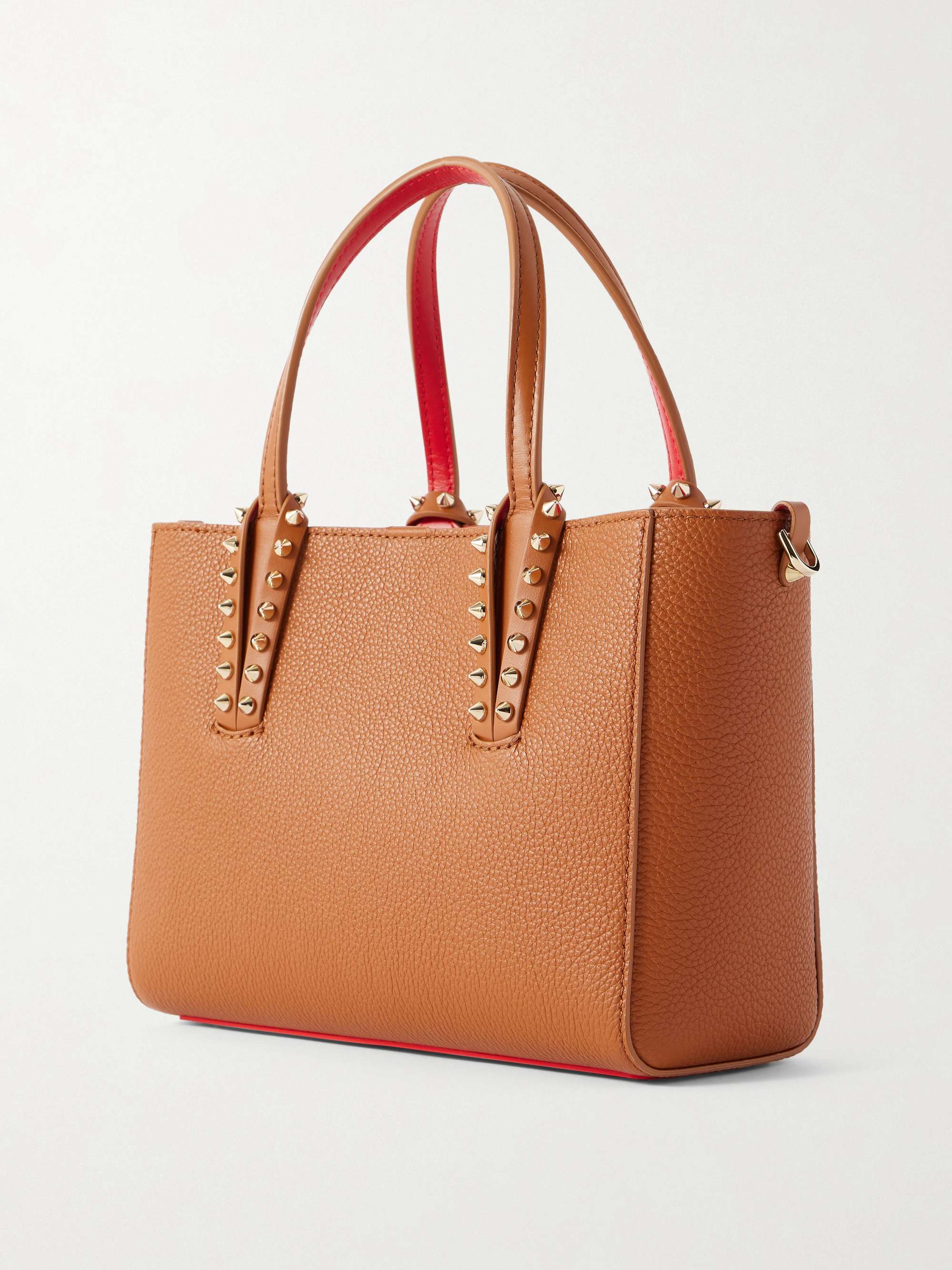 CHRISTIAN LOUBOUTIN Cabata mini spiked textured-leather tote | NET