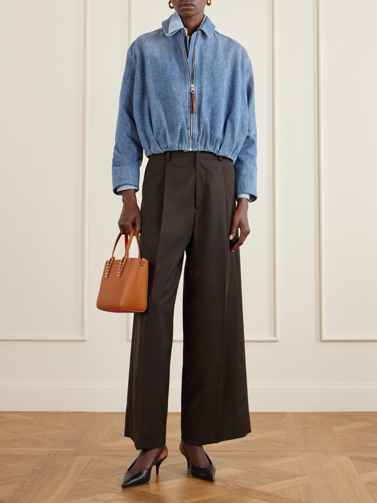Cabata Mini Spiked Textured-Leather Tote