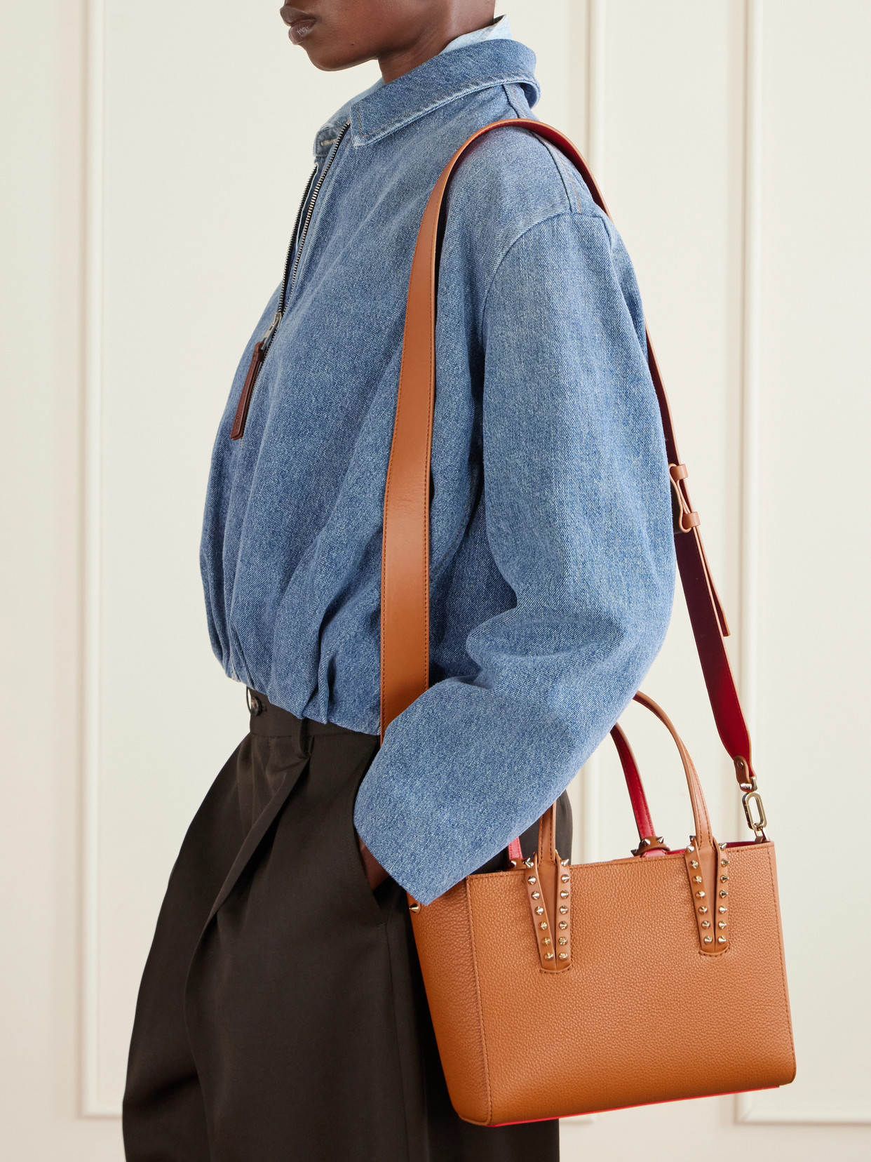 Cabata Mini Spiked Textured-Leather Tote