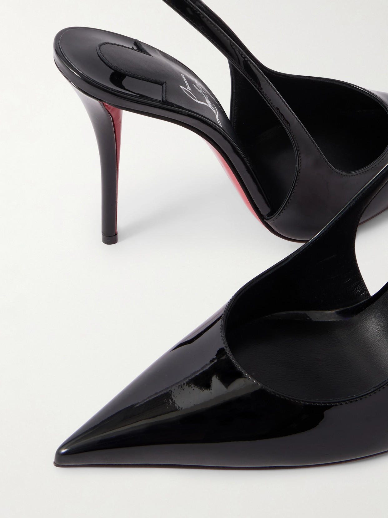 Christian Louboutin Miss Z Sling Patent Leather Slingback Pumps 100 In Black