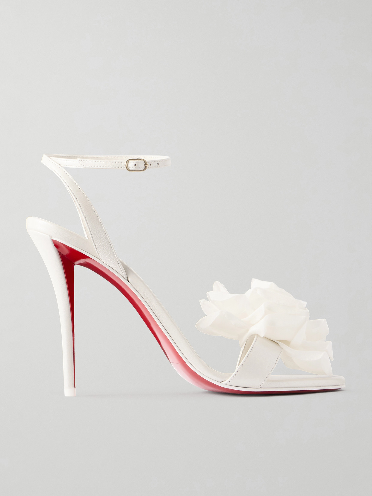 Christian Louboutin Miss Z Flora 100 Appliquéd Leather Sandals In White
