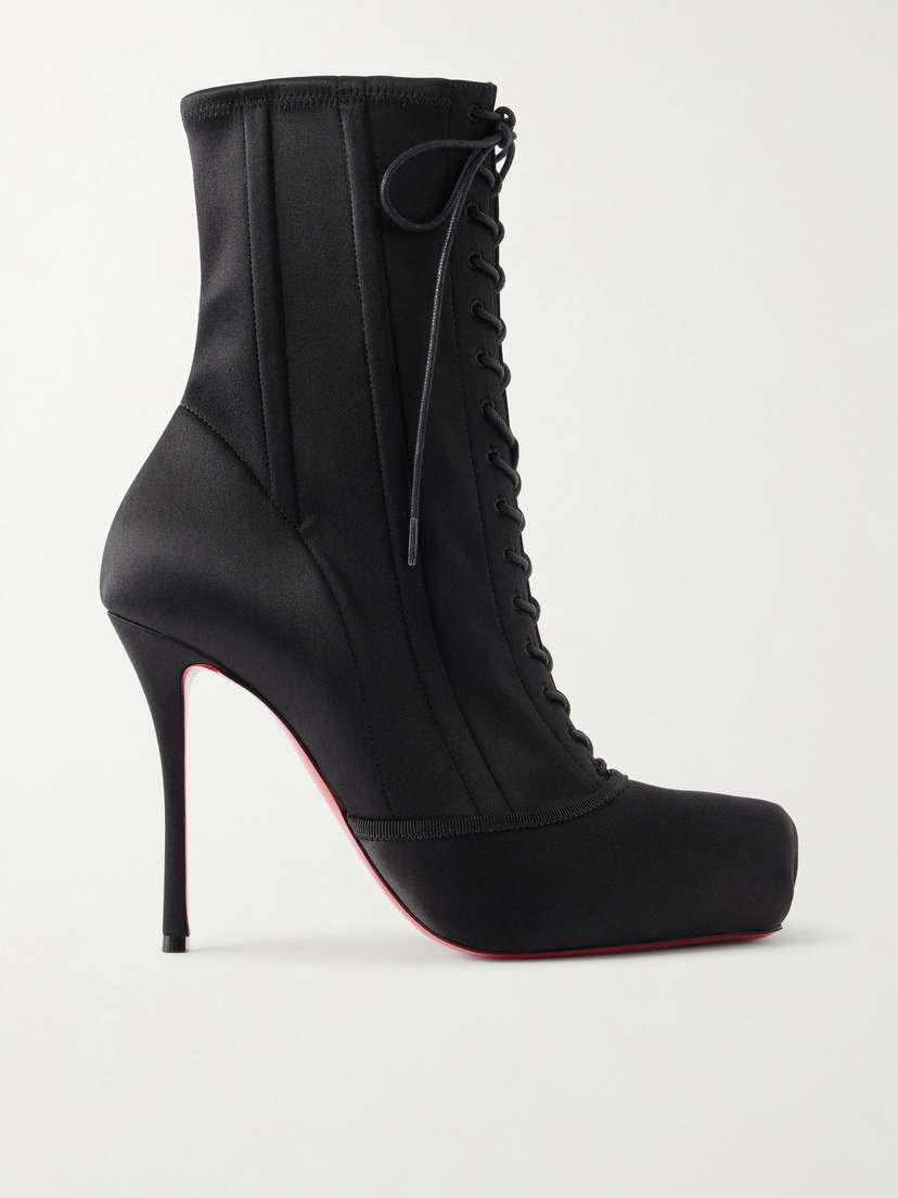 Christian Louboutin Pavlova 100 Lace-up Satin Ankle Boots