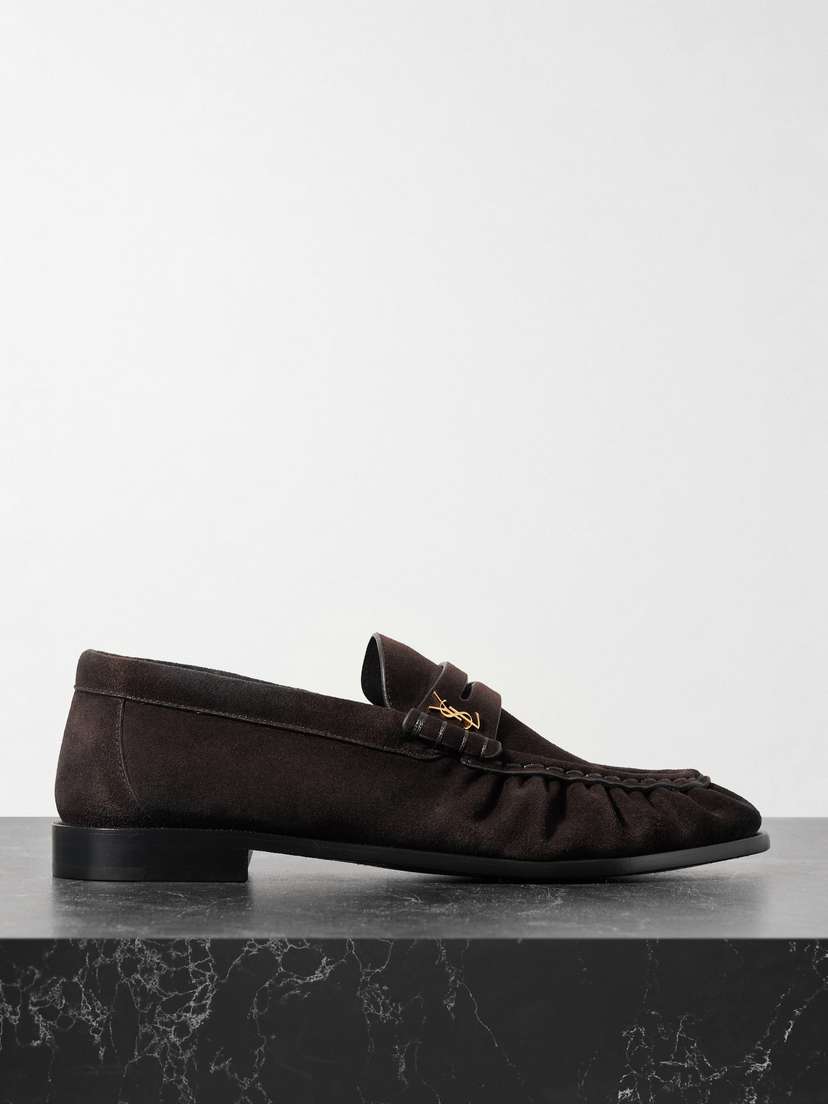 Saint Laurent Le Loafer Embellished Suede Loafers