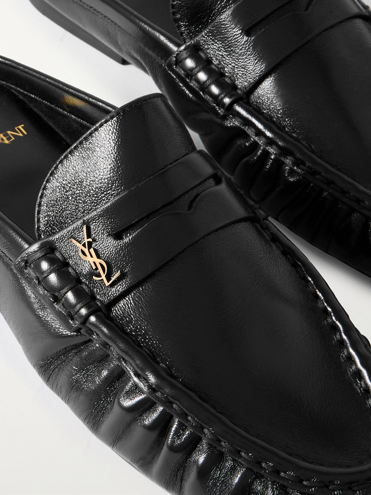 Saint Laurent Le Loafer Logo-embellished Mules In Black