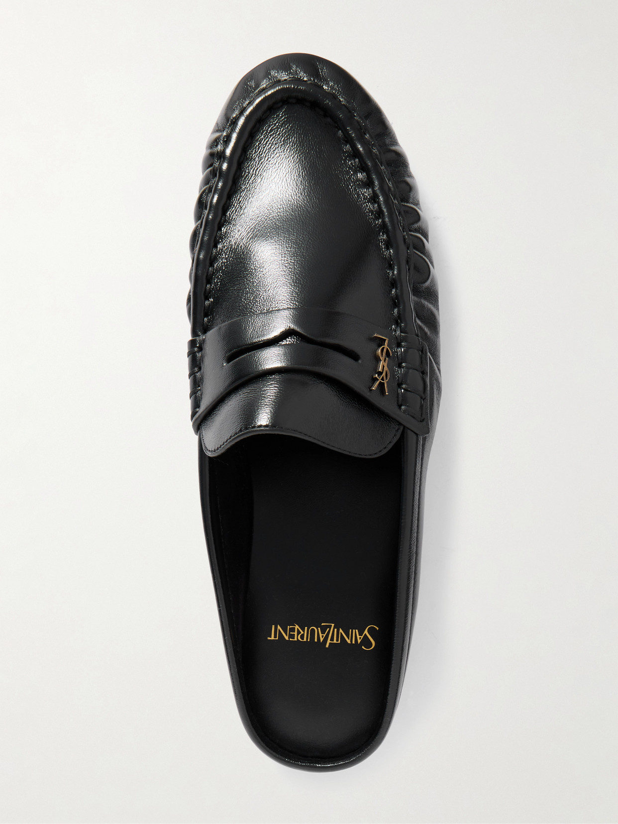 Saint Laurent Le Loafer Logo-embellished Mules In Black