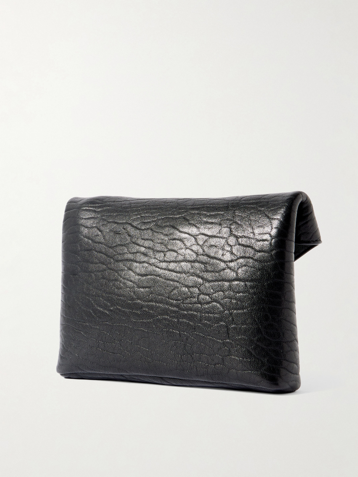 Saint Laurent Cassandre Textured-leather Shoulder Bag In Black