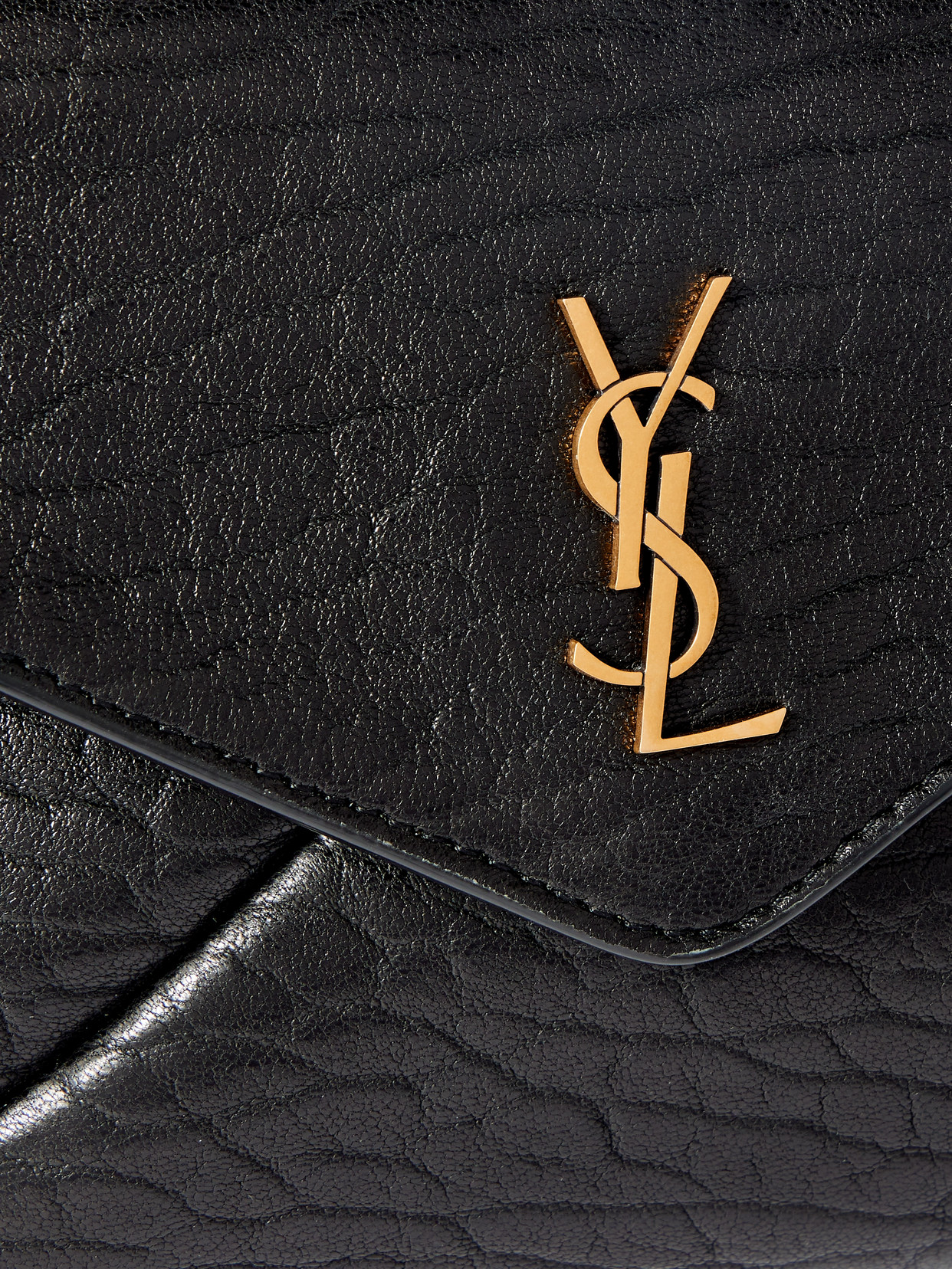 Saint Laurent Cassandre Textured-leather Shoulder Bag In Black