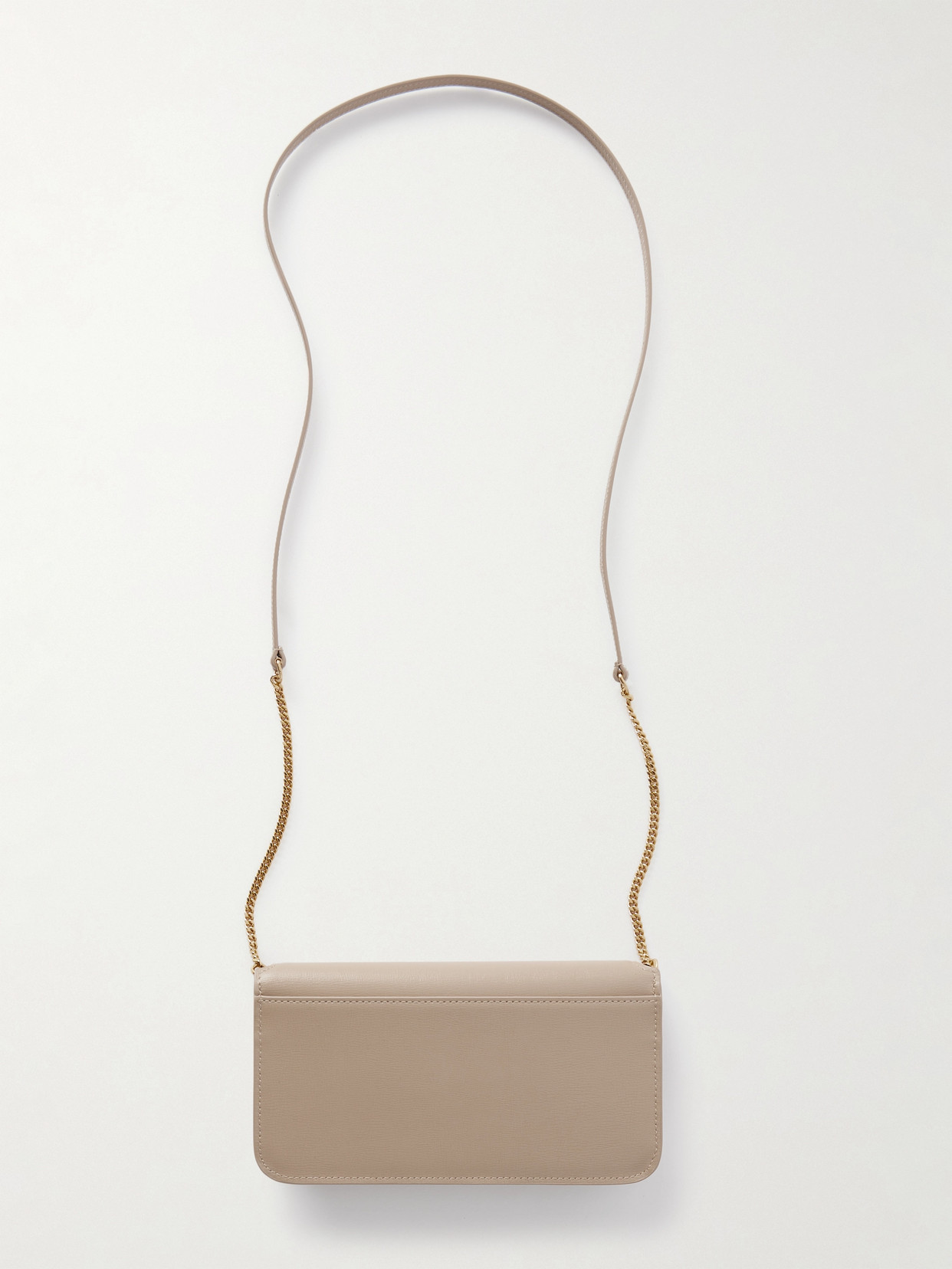 Saint Laurent Cassandre Strap Leather Phone Case In Brown