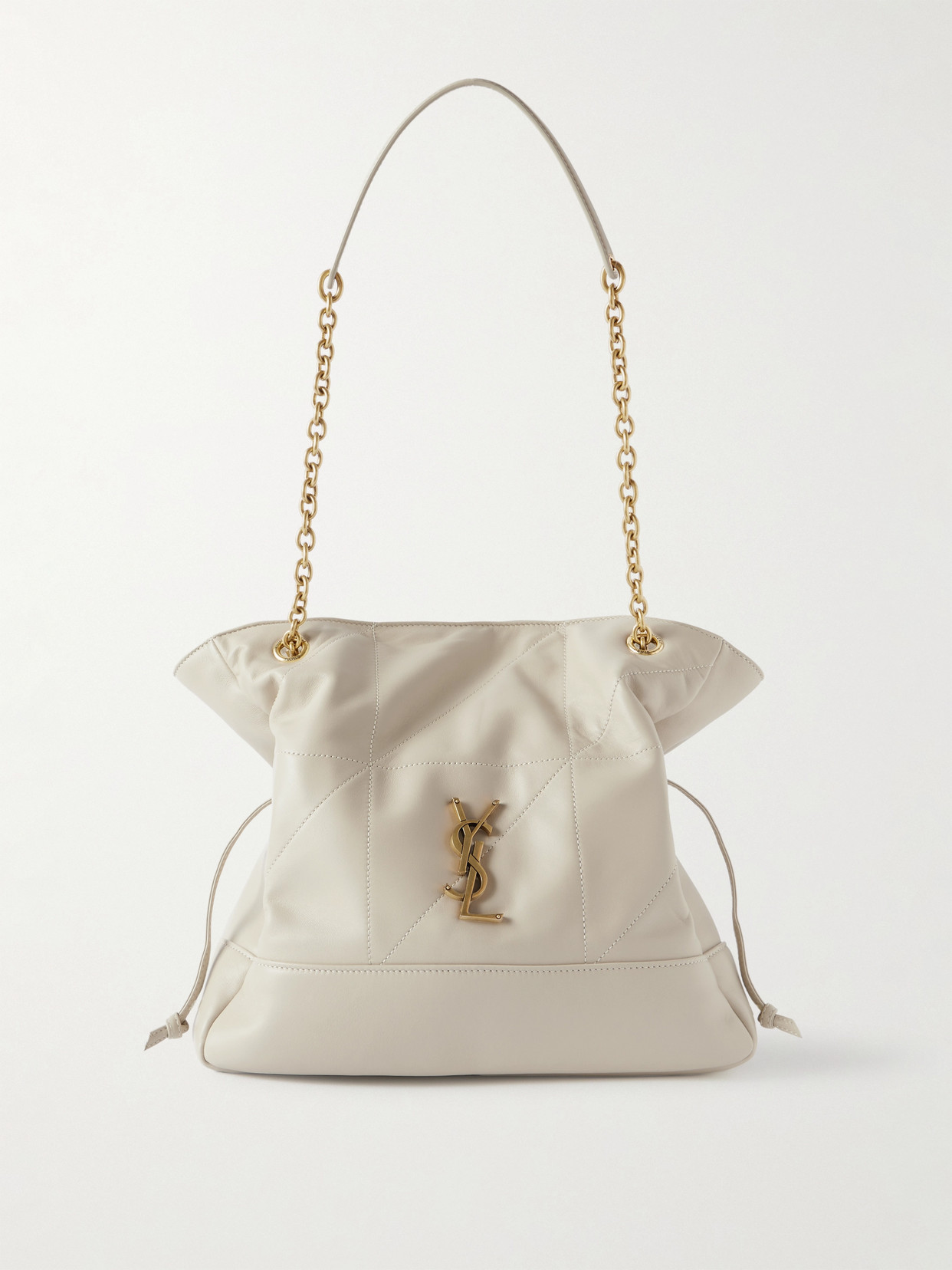 Saint Laurent Jamie Shopping Medium Quilted Leather Shoulder Bag In White