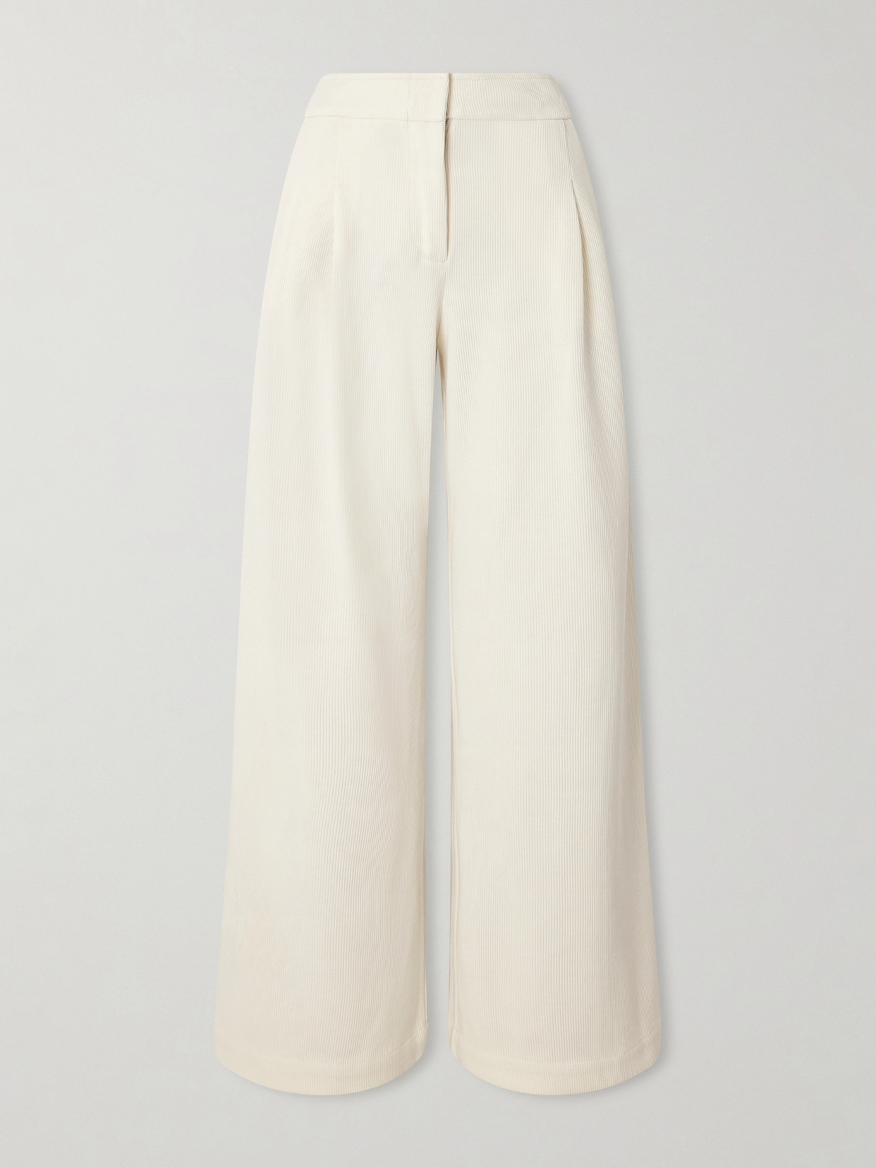 Proenza Schouler White Label Rosalie Pleated Corduroy Wide-leg Pants In White