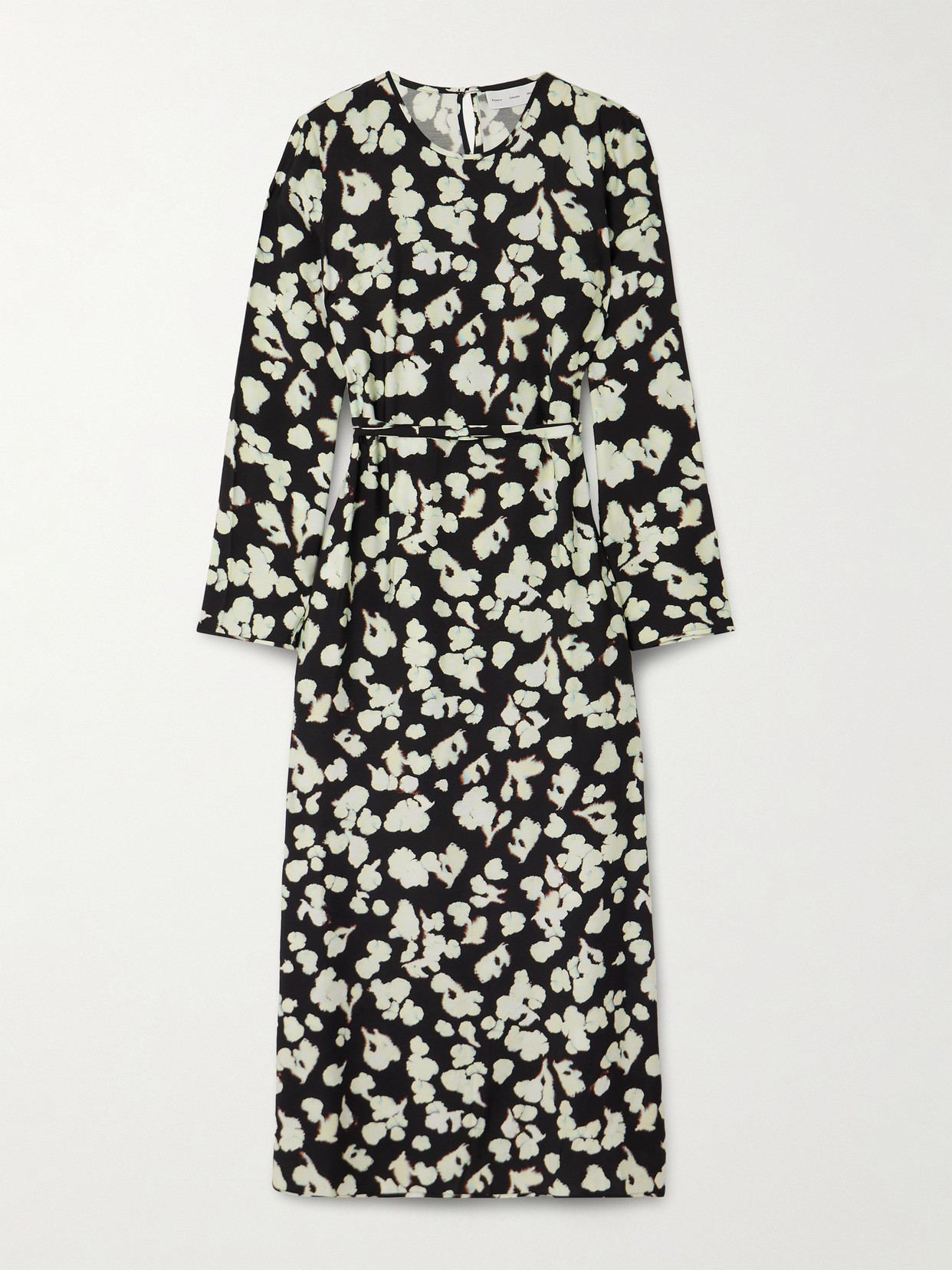 Proenza Schouler White Label Waverly Floral-print Belted Jersey Maxi Dress In Black