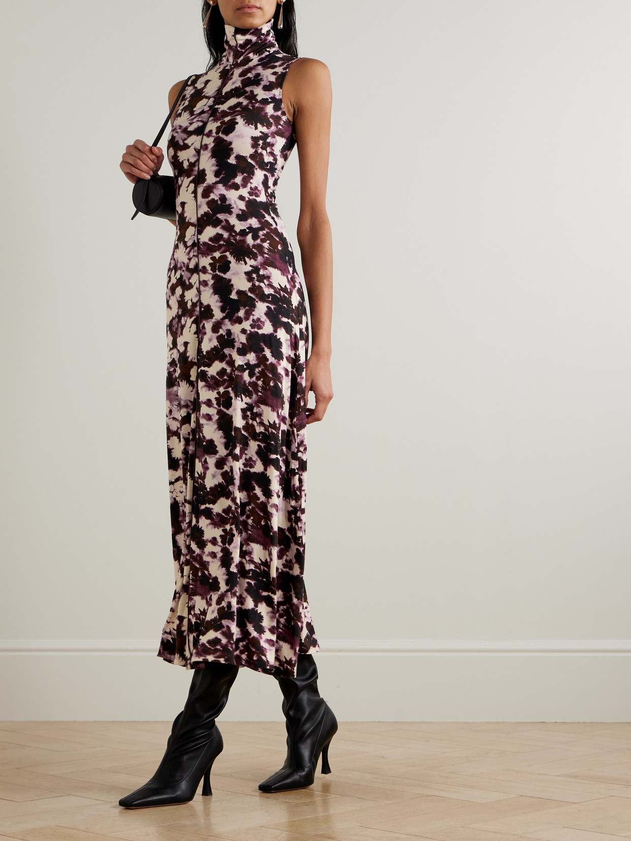 Proenza Schouler White Label Valentina Printed Stretch-jersey Turtleneck Maxi Dress In Multi