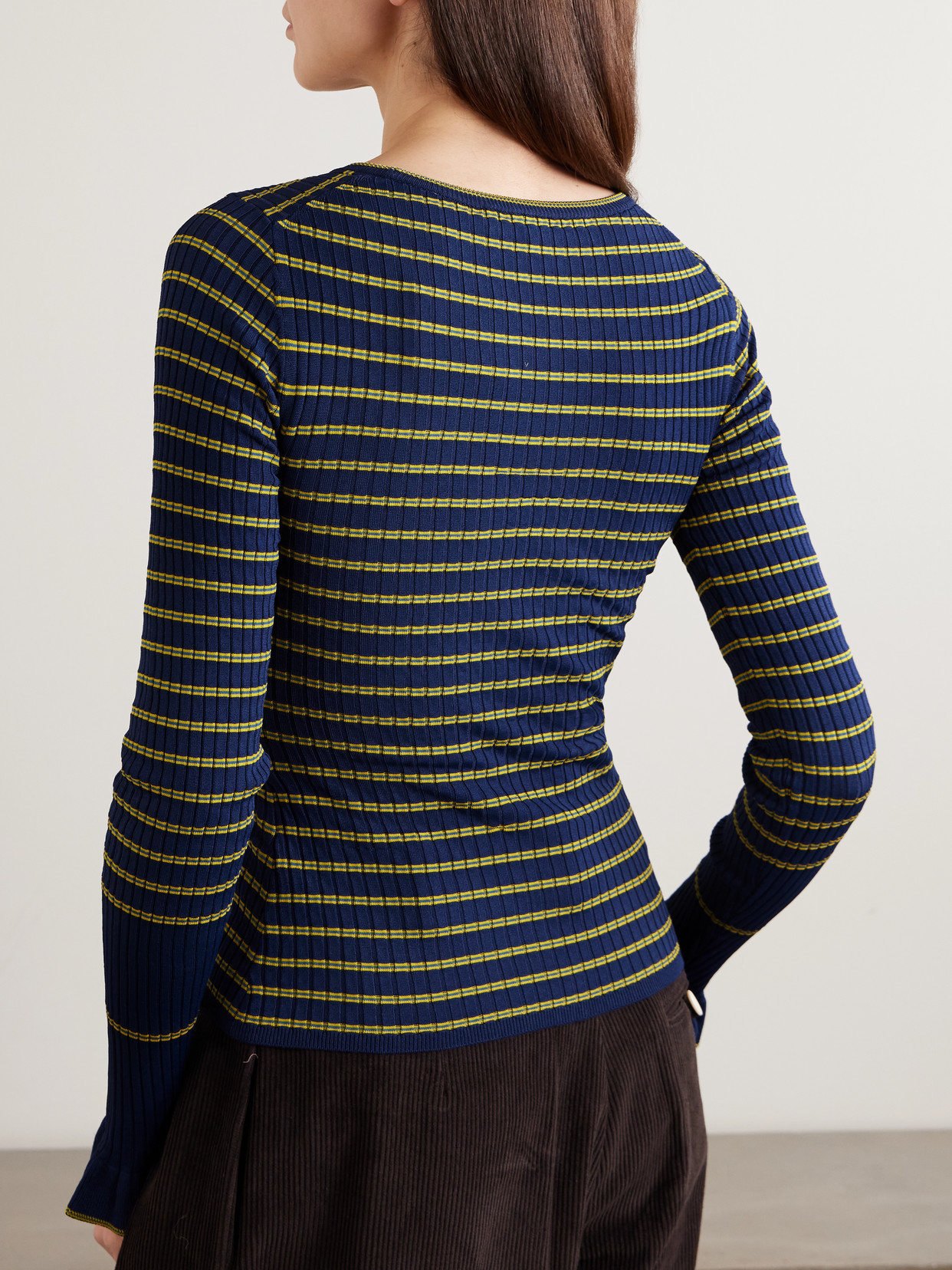 White Label - Yasmine Striped Ribbed-Knit Sweater