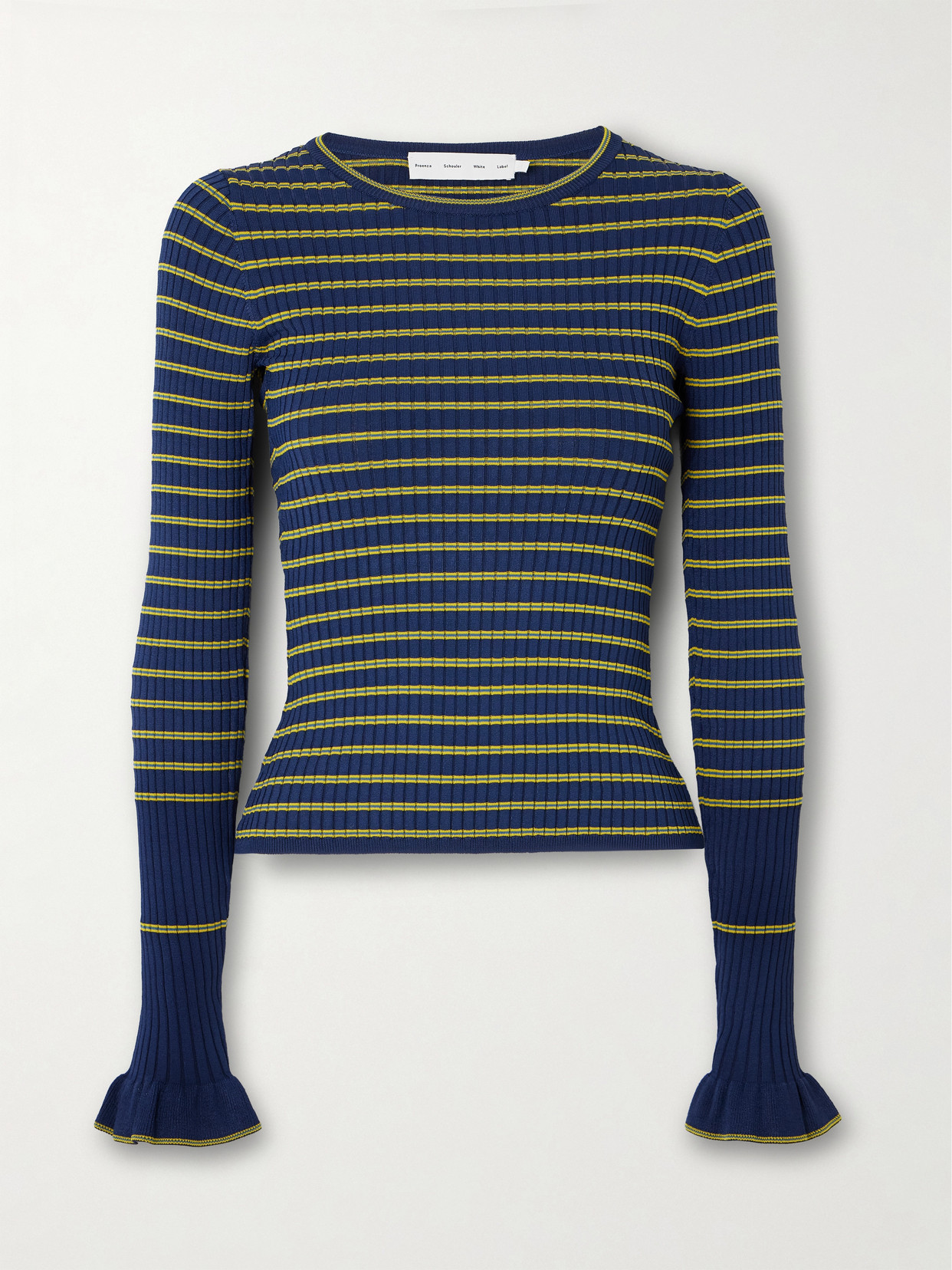 Proenza Schouler White Label Yasmine Striped Ribbed-knit Sweater In Blue