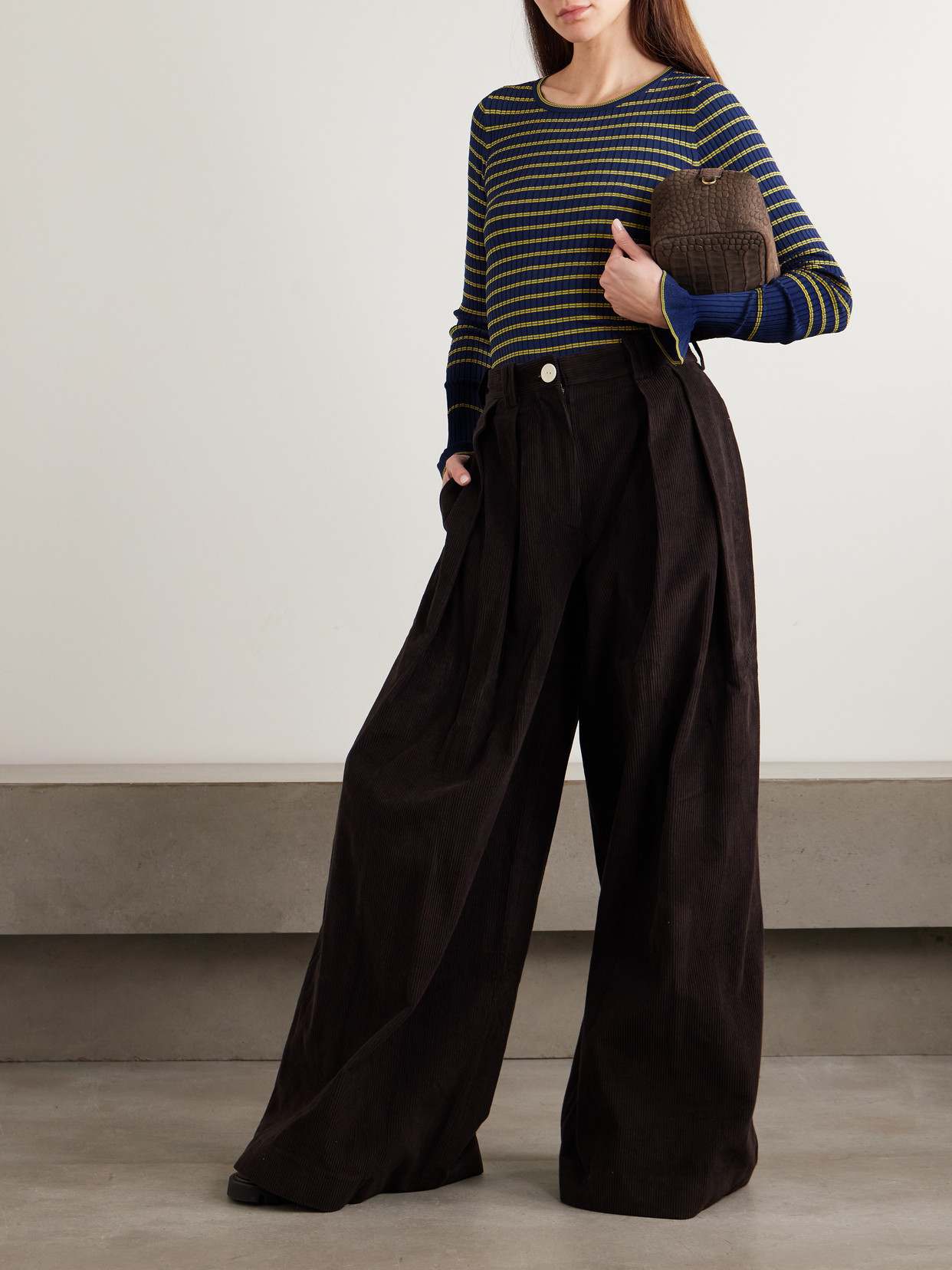 White Label - Yasmine Striped Ribbed-Knit Sweater