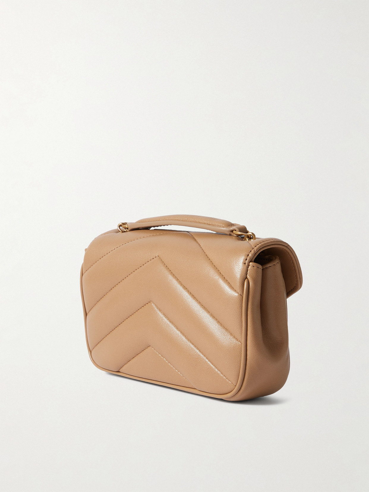 Saint Laurent Loulou Mini Quilted Leather Shoulder Bag In Neutral