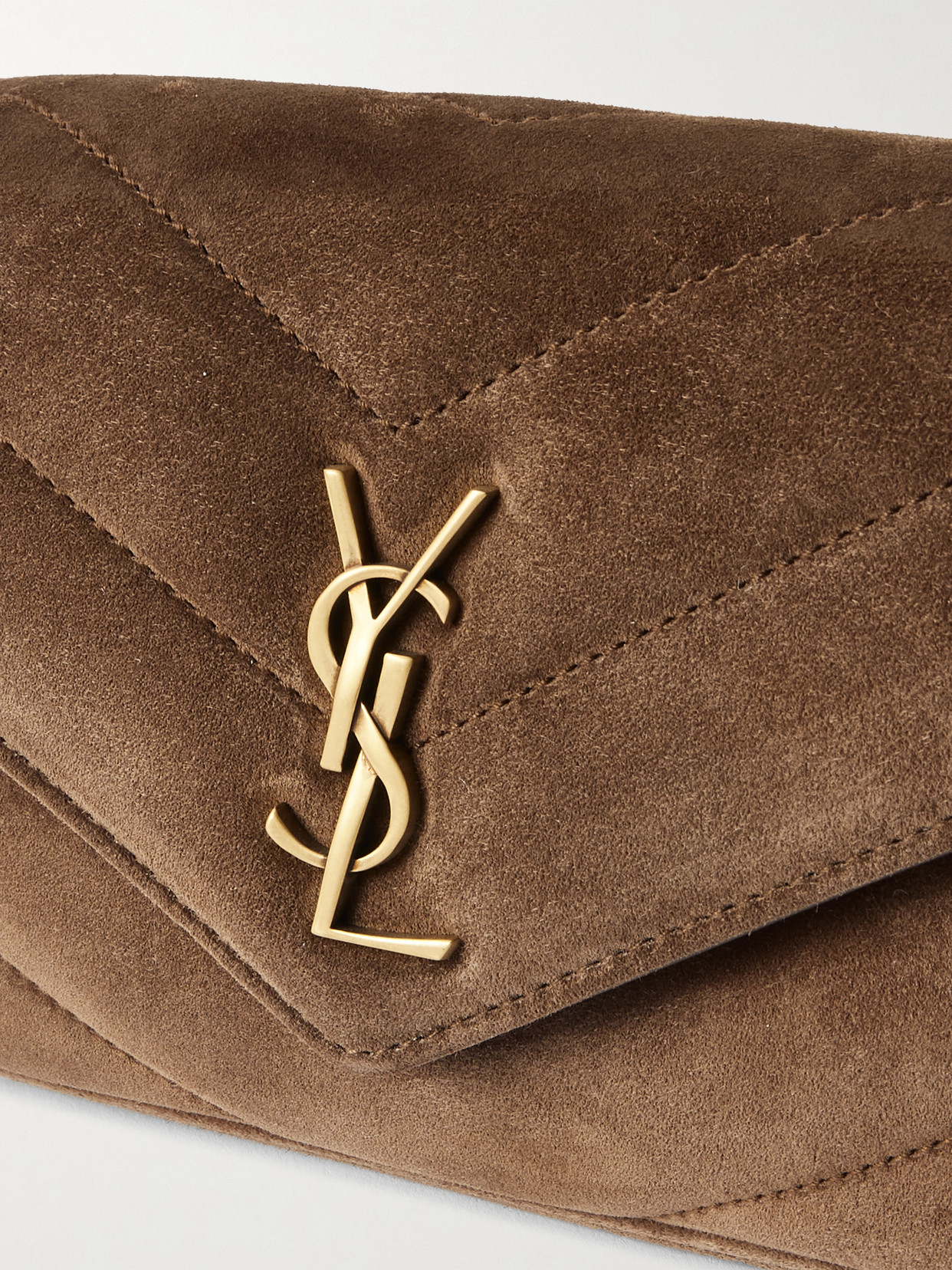 Saint Laurent Loulou Small Quilted Suede Shoulder Bag In Brown