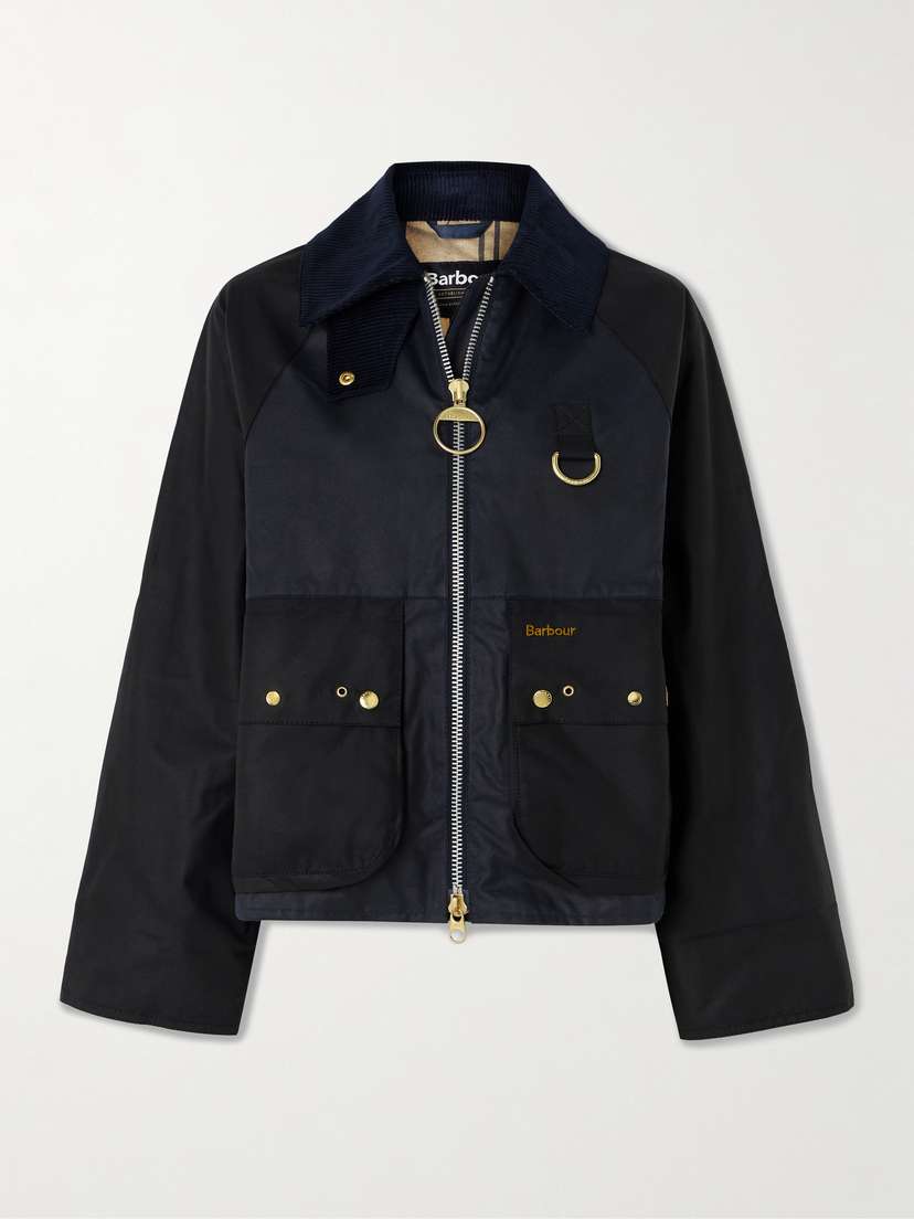 Barbour Kearton Two-tone Corduroy-trimmed Waxed Cotton Jacket