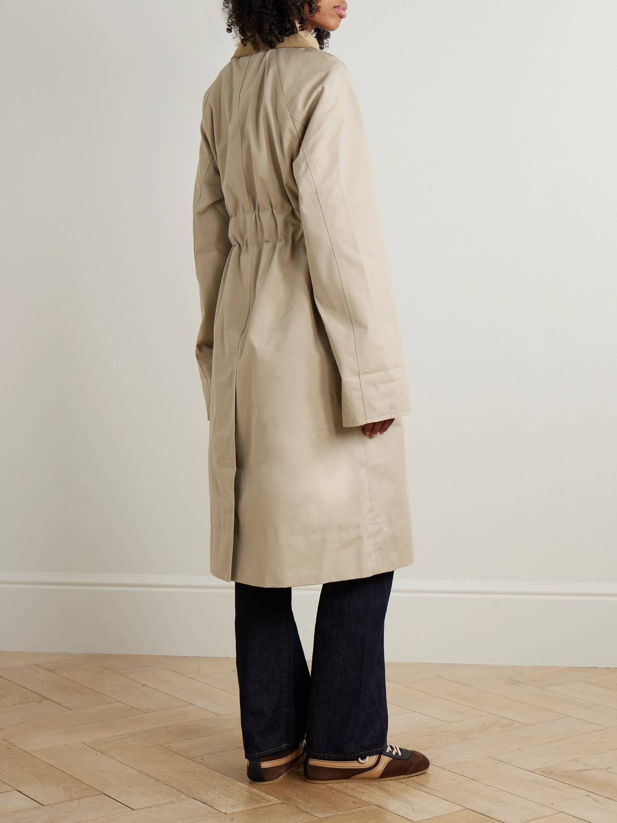 Reagan Belted Corduroy-Trimmed Cotton-Blend Twill Trench Coat