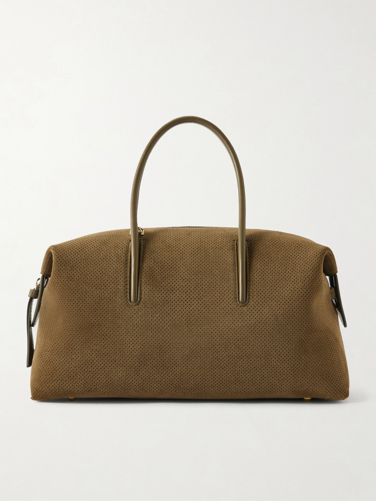 Demellier Stockholm Midi Perforated Suede Tote In Green