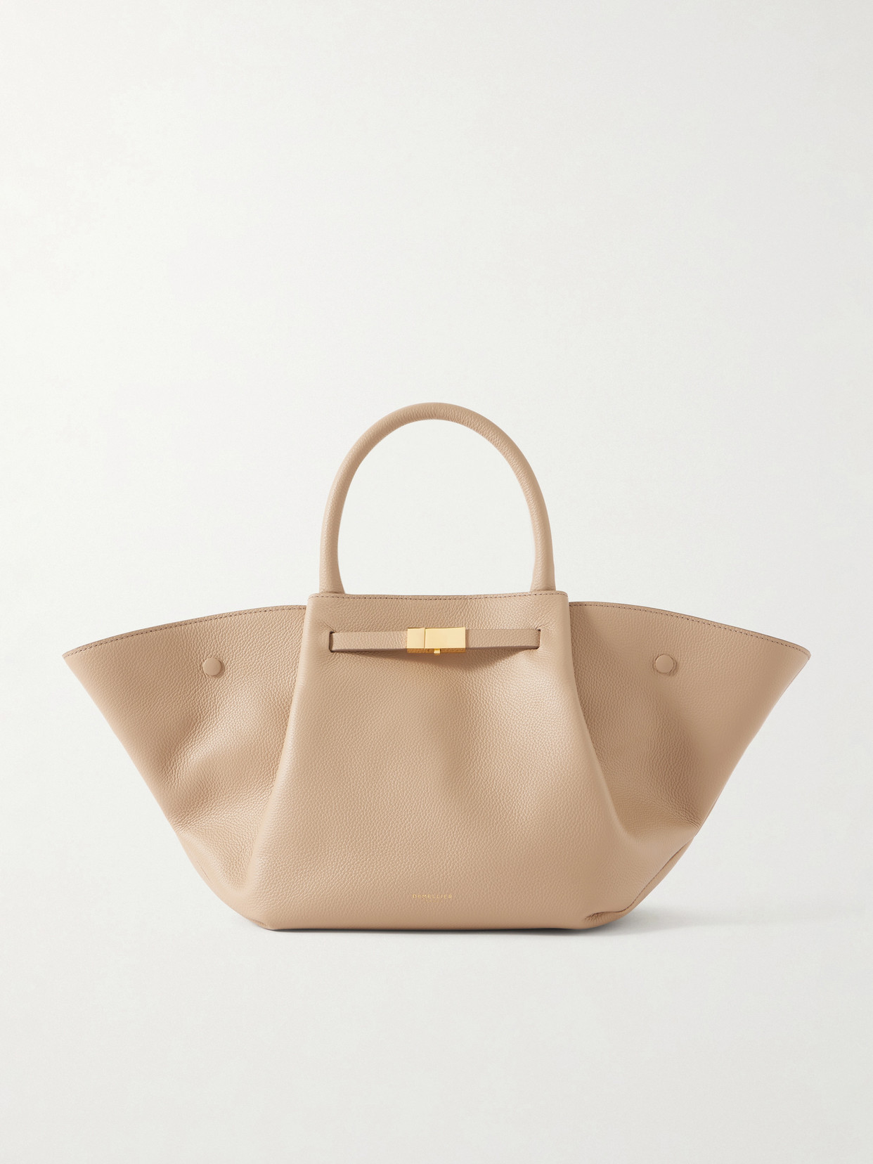 Demellier + Net Sustain Midi New York Textured Leather Tote In Neutral