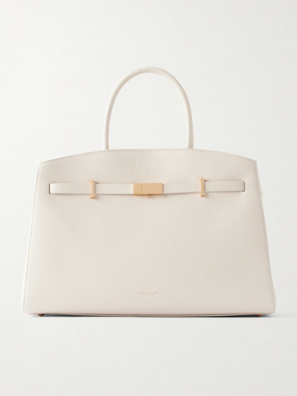 Demellier The Midi Hudson Textured-leather Tote In White