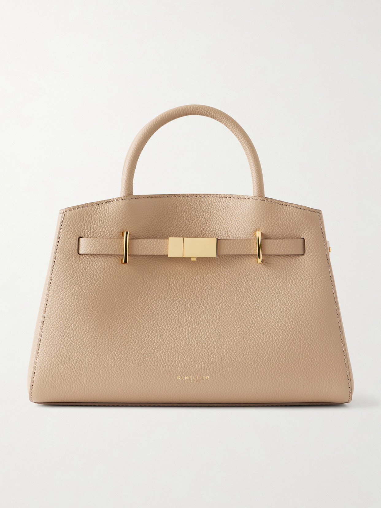 Demellier Hudson Small Textured-leather Tote In Neutral