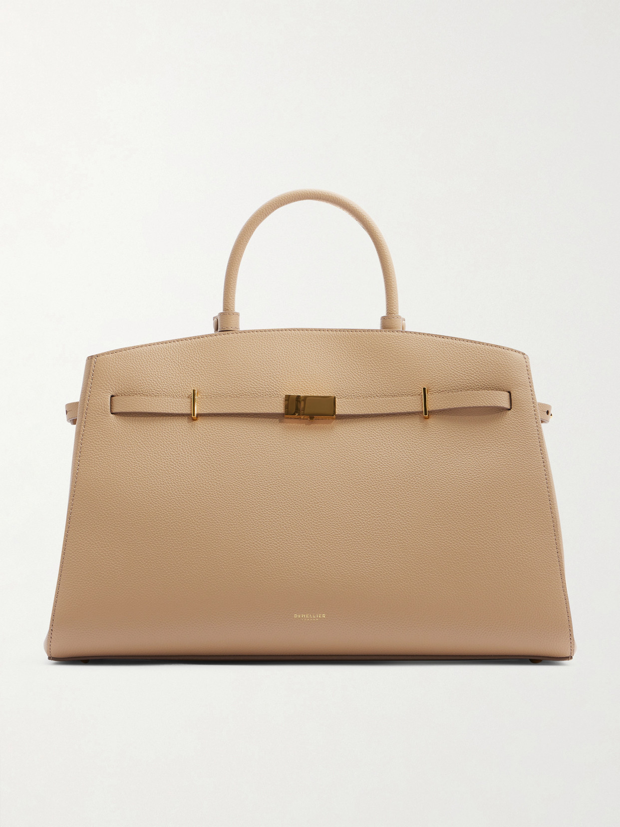 Demellier The Hudson Textured-leather Tote In Neutral