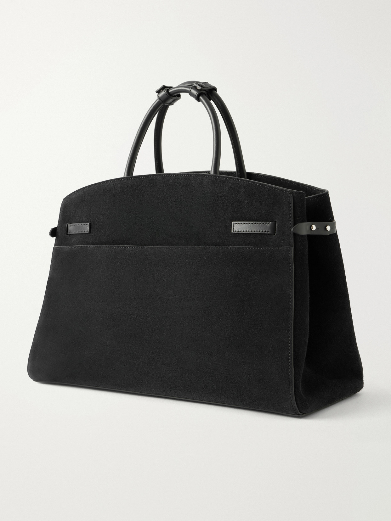 The Hudson Leather-Trimmed Suede Tote