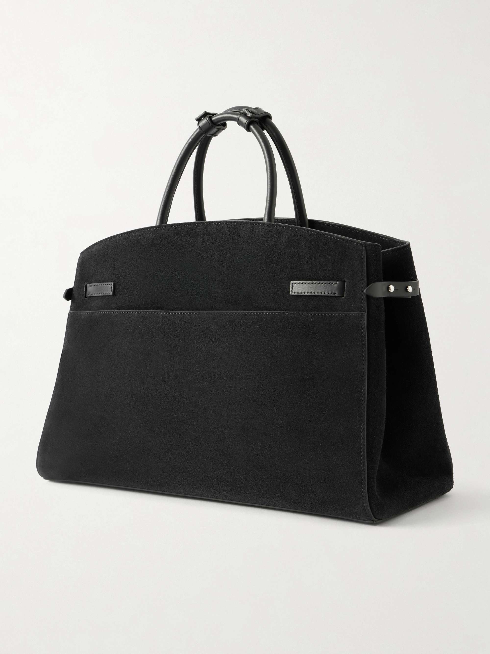DEMELLIER The Hudson leather-trimmed suede tote | NET-A-PORTER