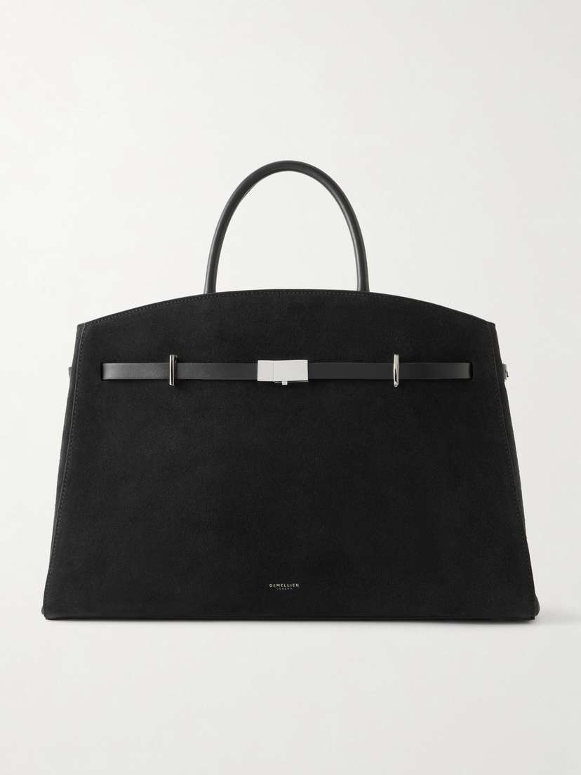DeMellier The Hudson Leather-trimmed Suede Tote