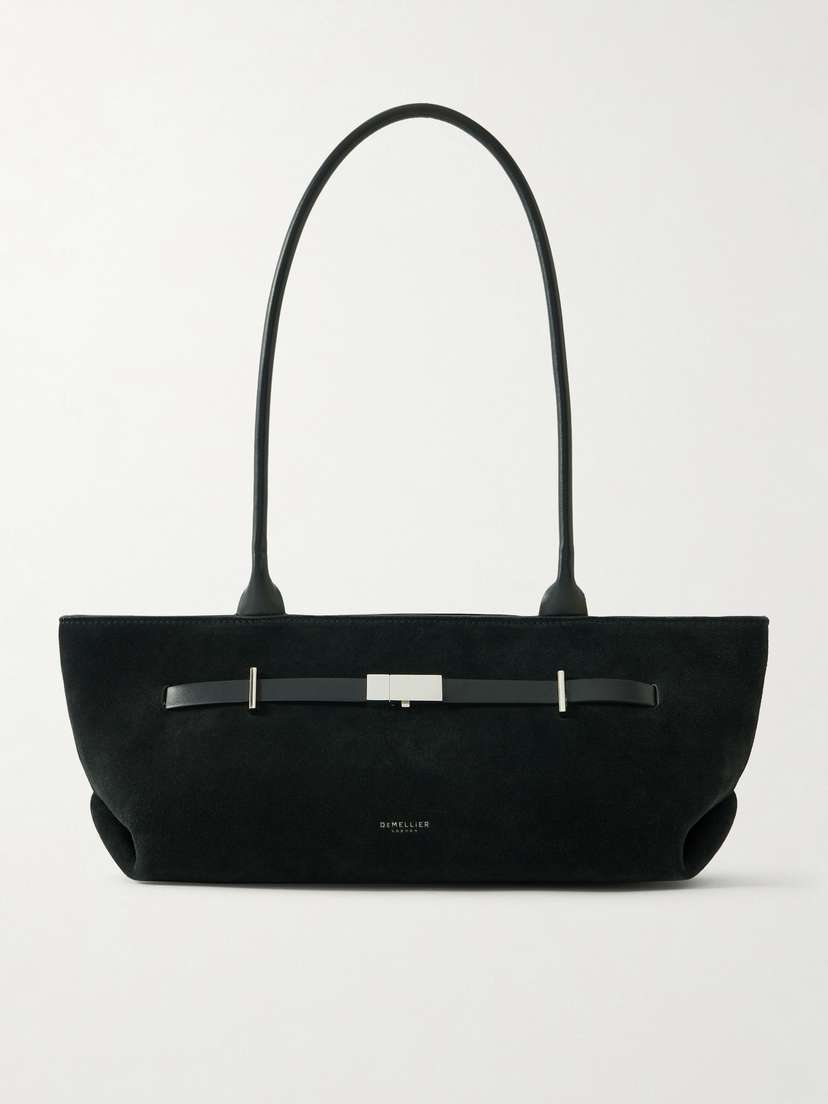 DeMellier The New York Shoulder Leather-trimmed Suede Bag