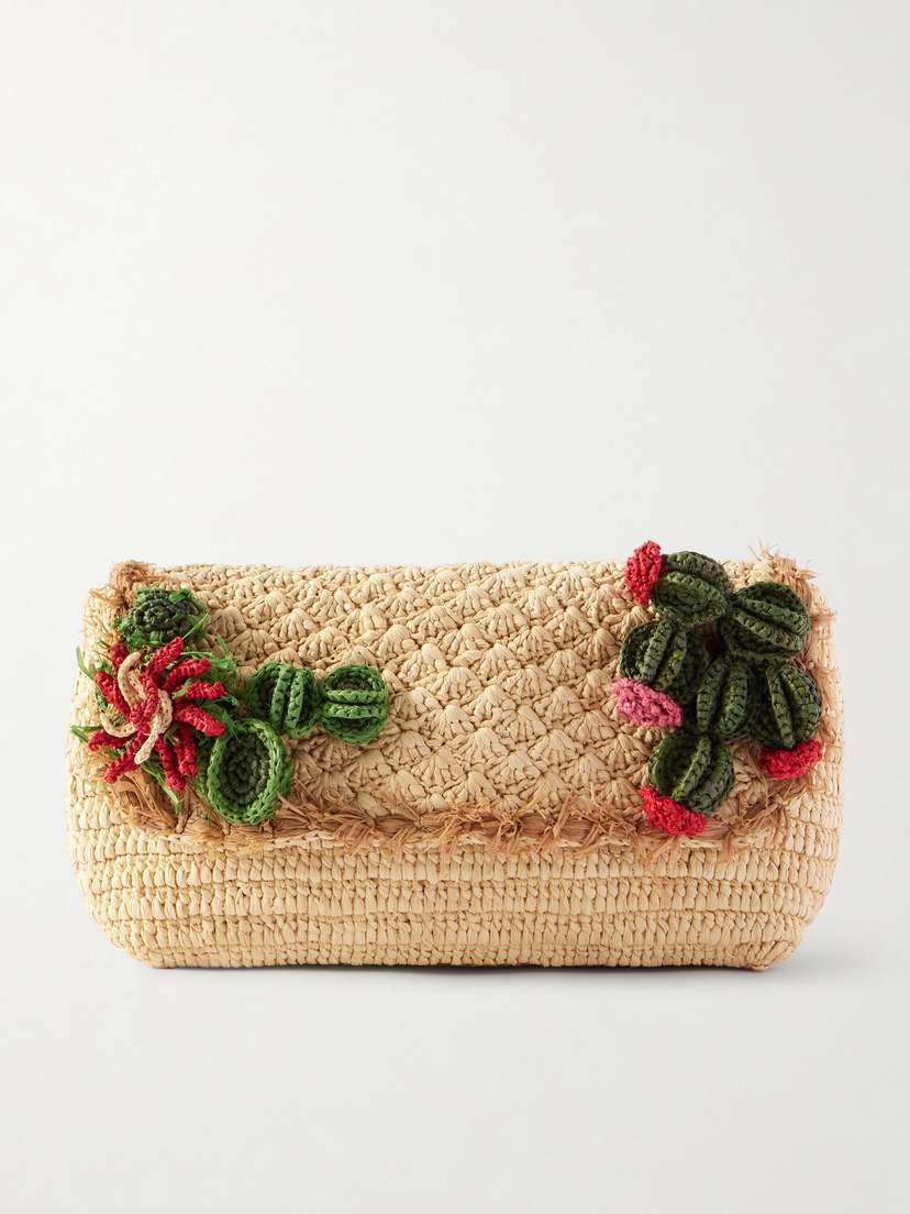 Anya Hindmarch Embellished Raffia Clutch