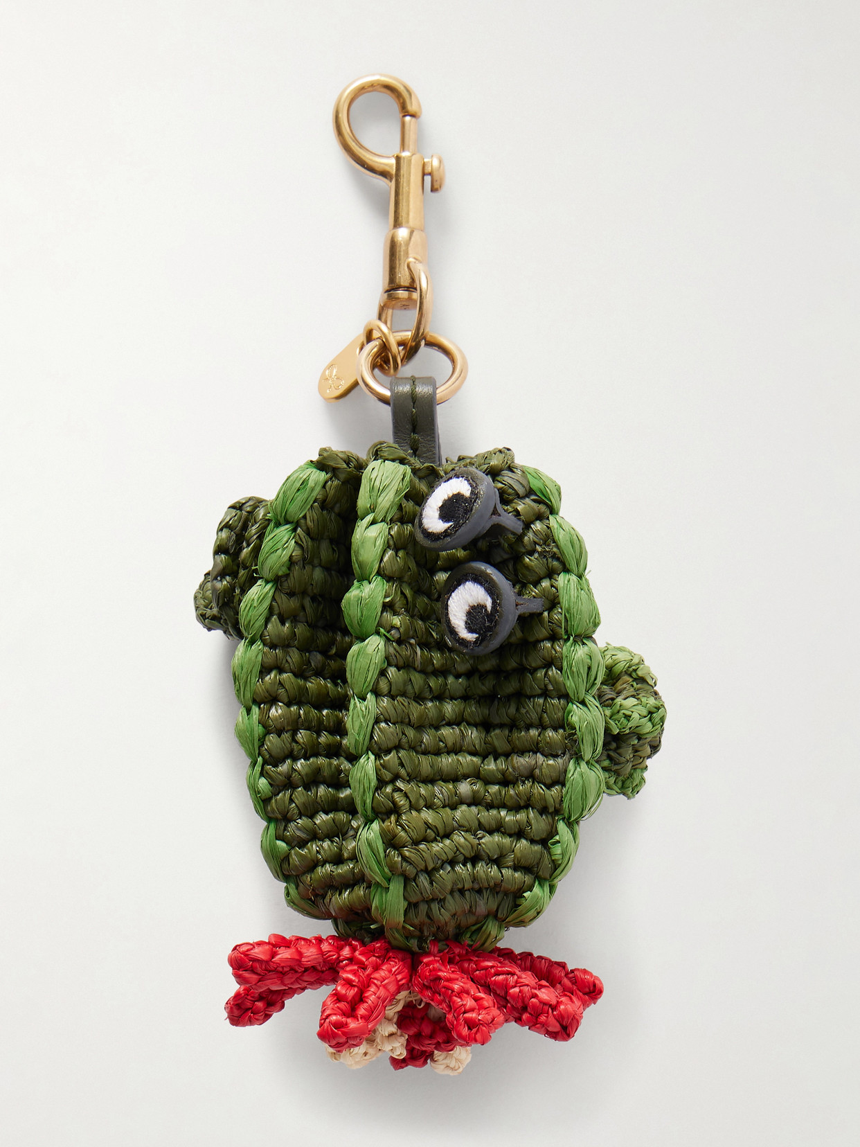 Anya Hindmarch - Cactus Gold-tone And Raffia Bag Charm - Green