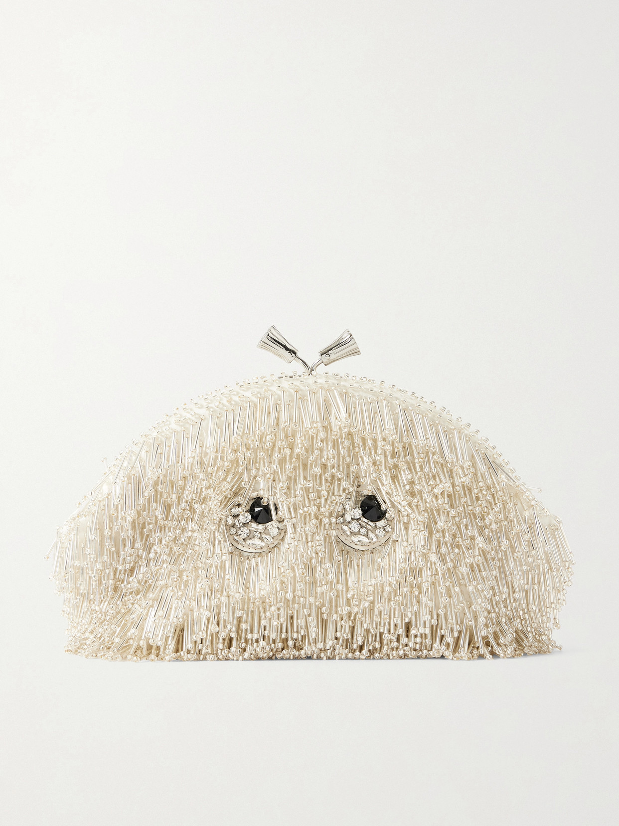 Anya Hindmarch Eyes Embellished Satin Clutch In White