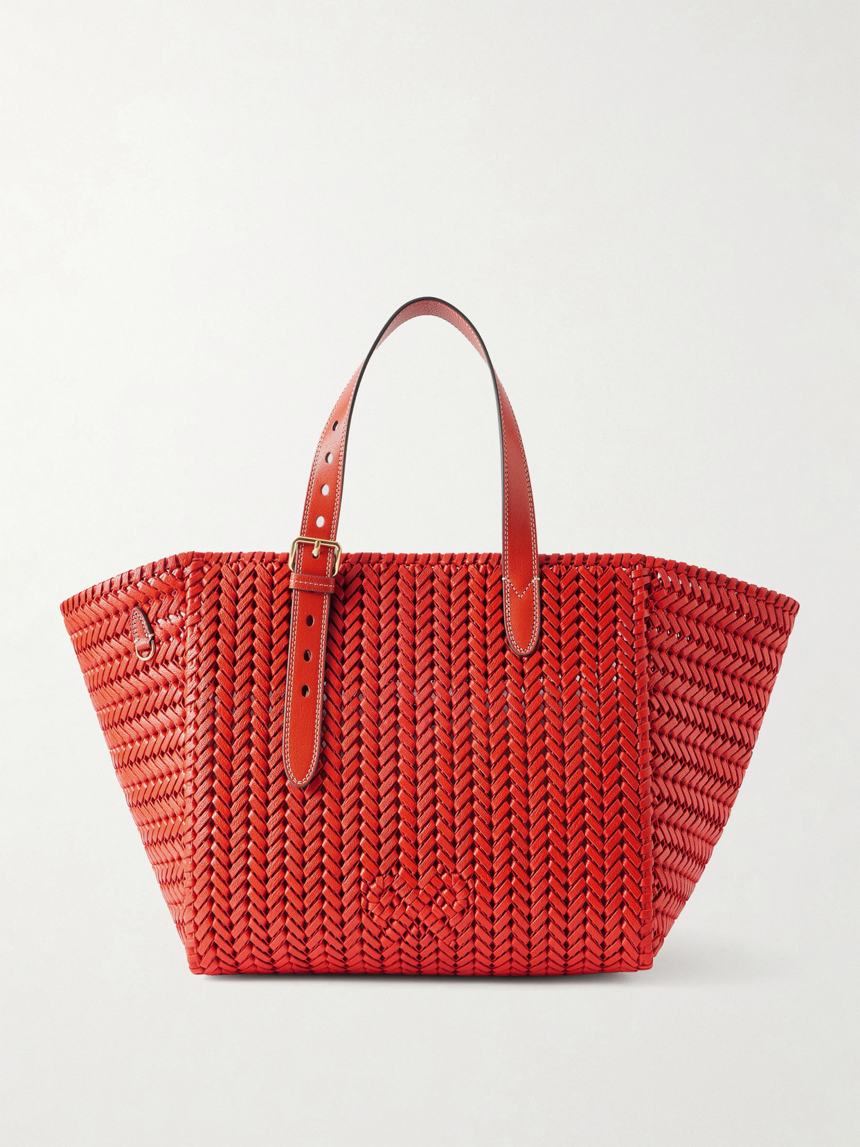 Anya Hindmarch The Neeson Woven Leather Tote In Red